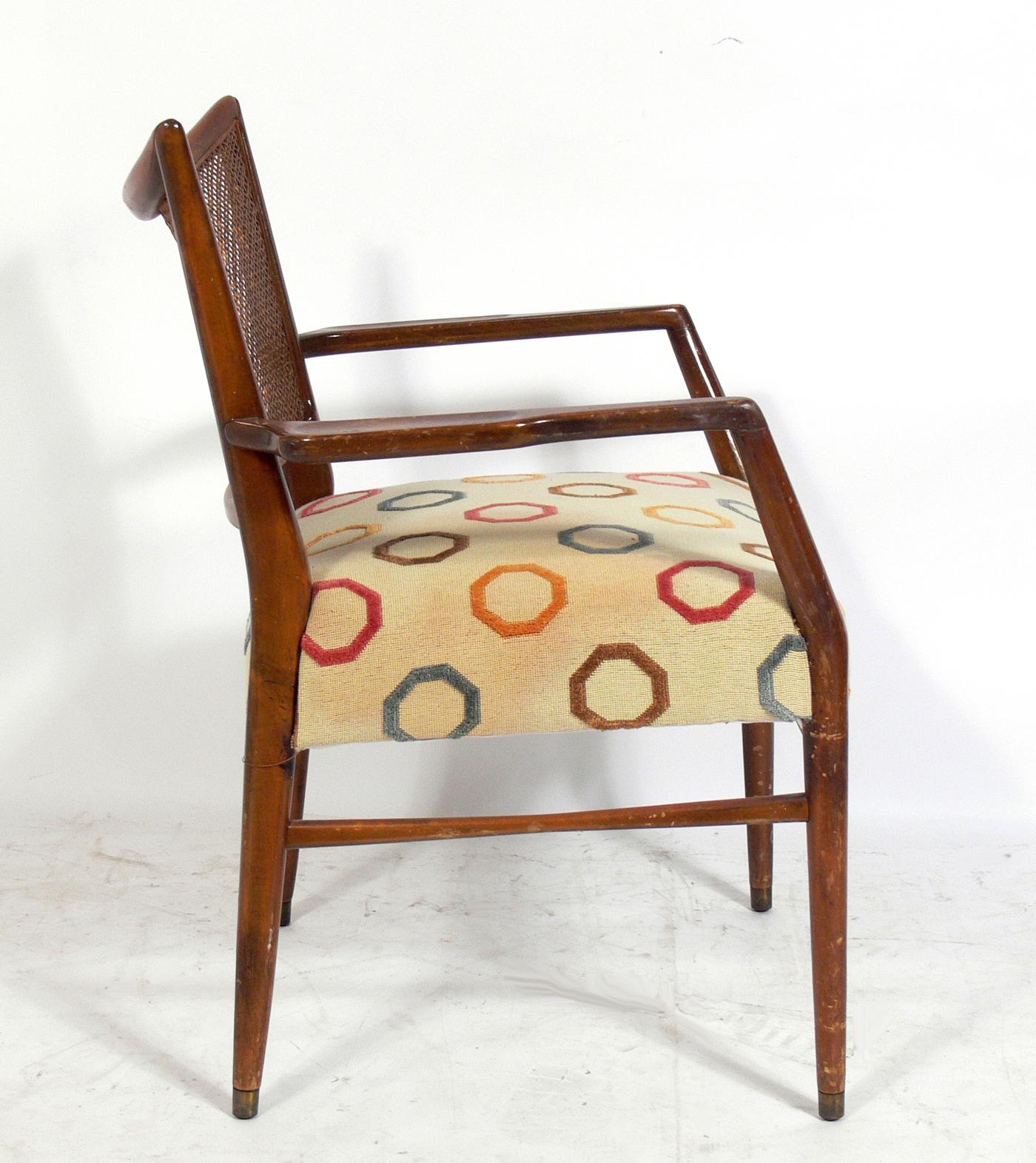 Upholstery Six Caned Back Dining Chairs