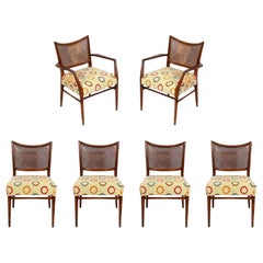Six Caned Back Dining Chairs