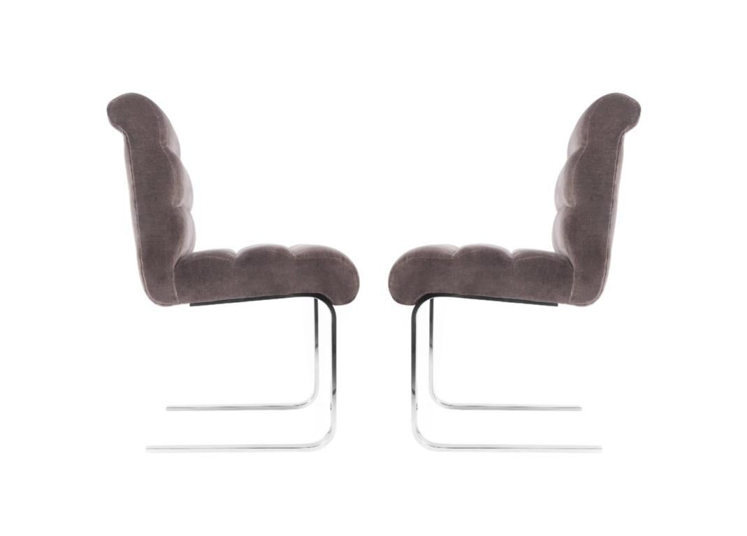 Mid-Century Modern Six chaises de salle à manger Lugano en porte-à-faux de Leon Rosen pour Pace, Italie en vente