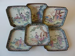 Six Canton Enamel Cup and Saucers