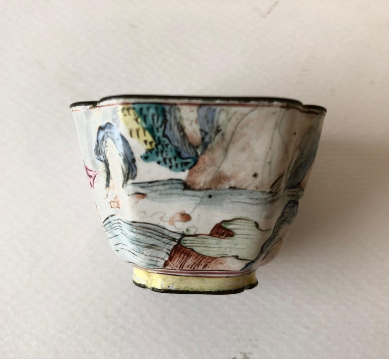 Six Canton Enamel Cup and Saucers at 1stDibs