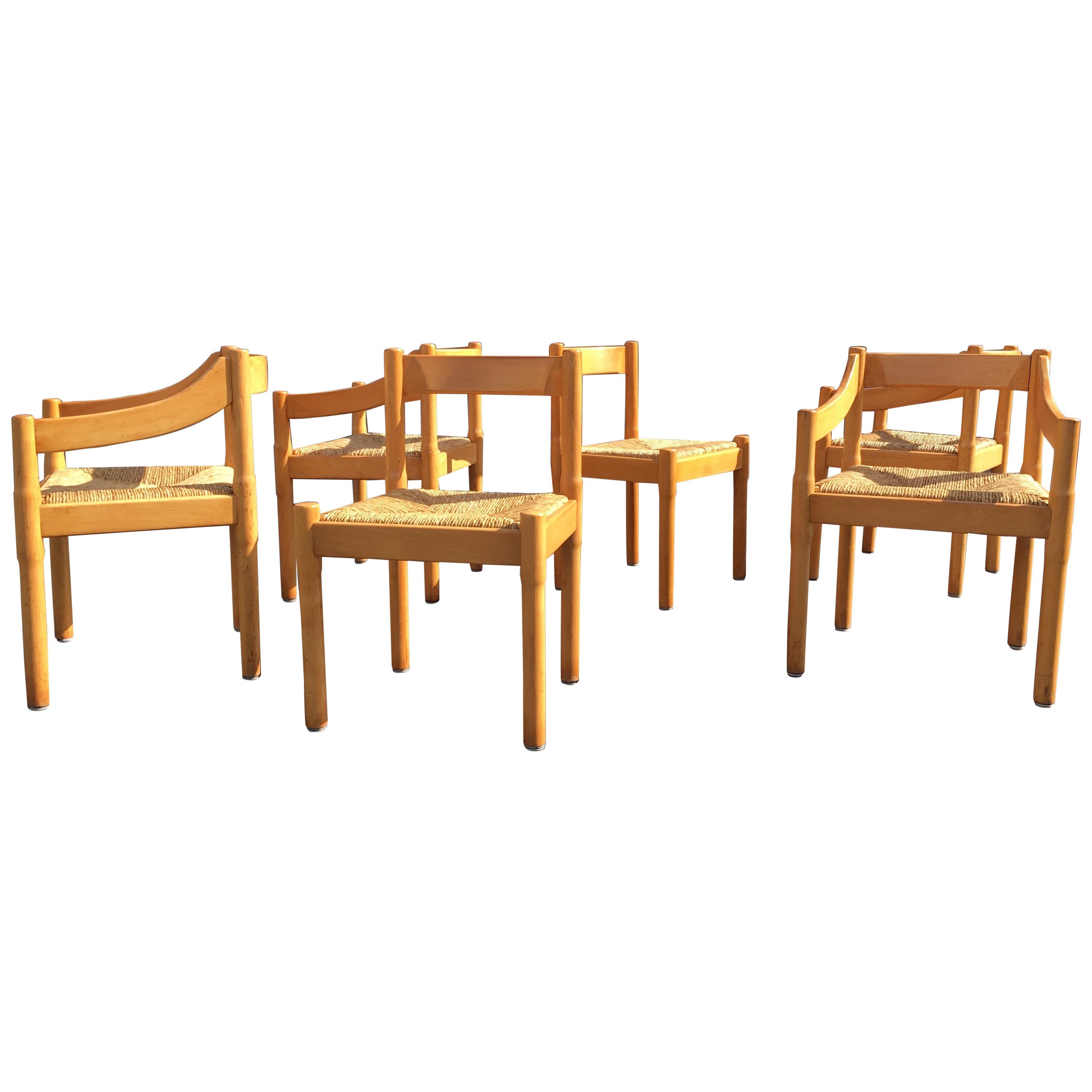 Six Carimate Dining Chairs by Vico Magistretti for Cassina