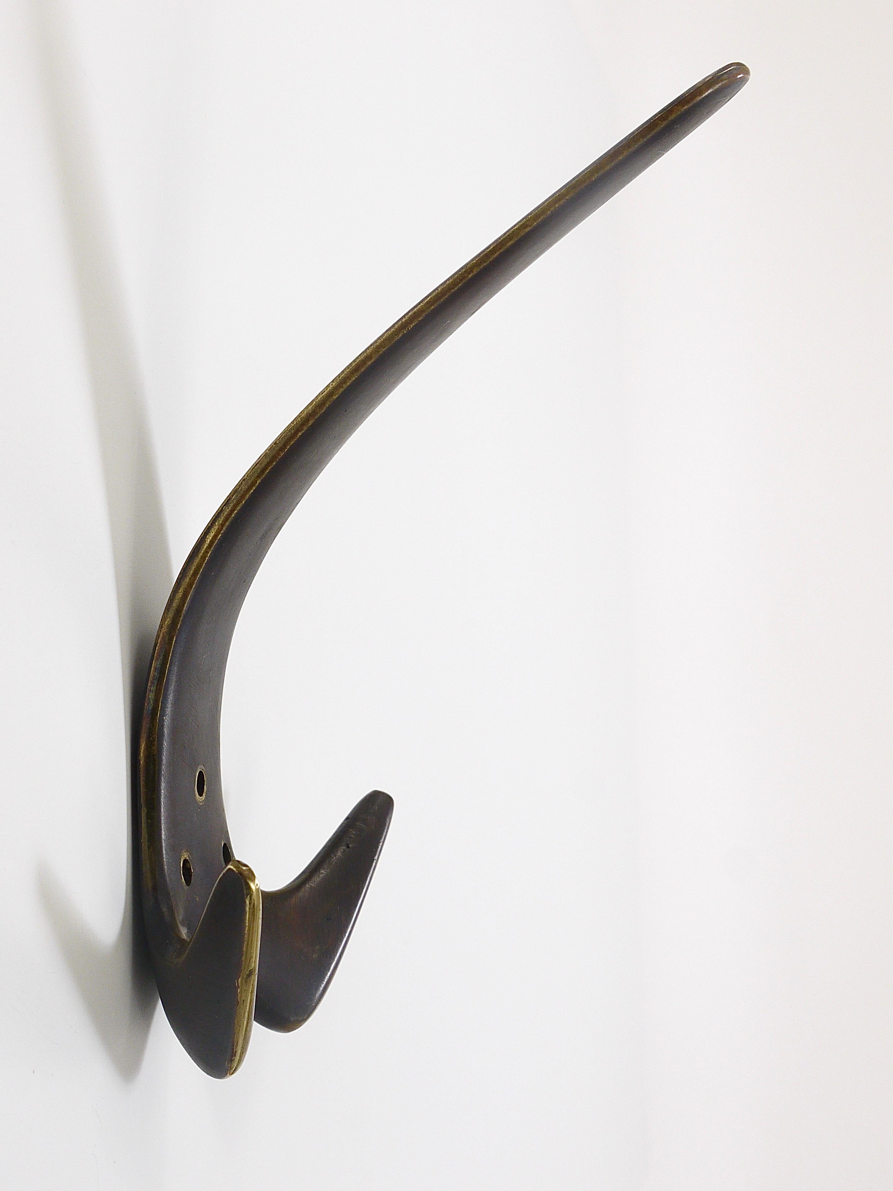 Carl Aubock Two Large Brass Double Wall Coat Hooks #4056, Austria, 1950s For Sale 6