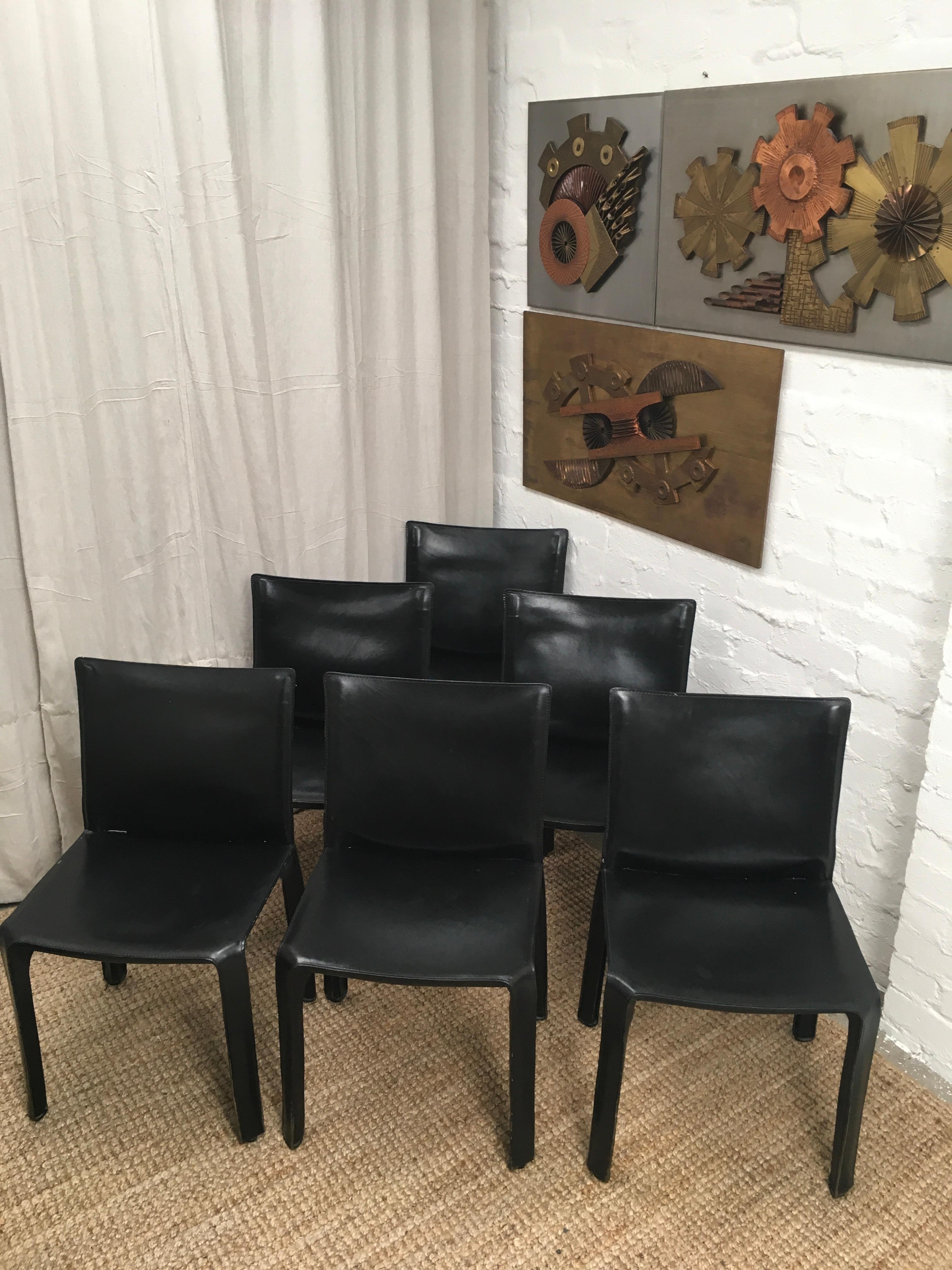 Six Black 1980s Cassina Mario Bellini CAB 412 Chairs In Good Condition In Melbourne, AU