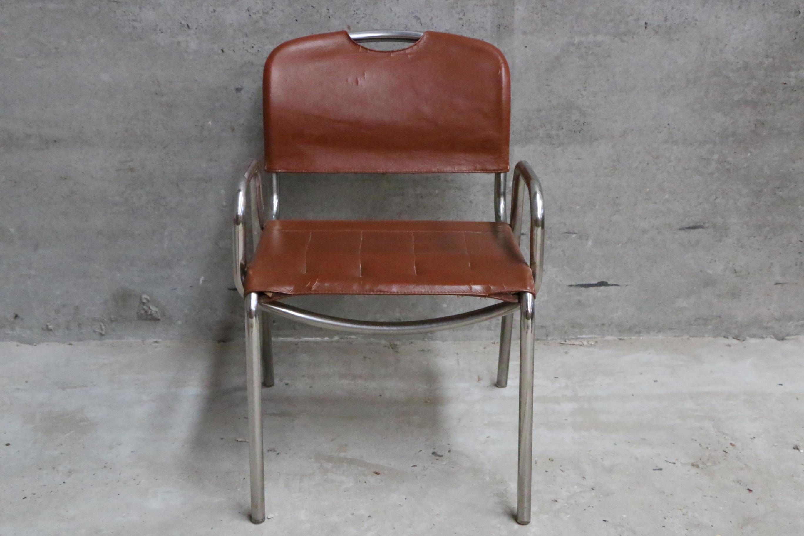 Steel Six Castiglia Chairs by Zanotta, circa 1968