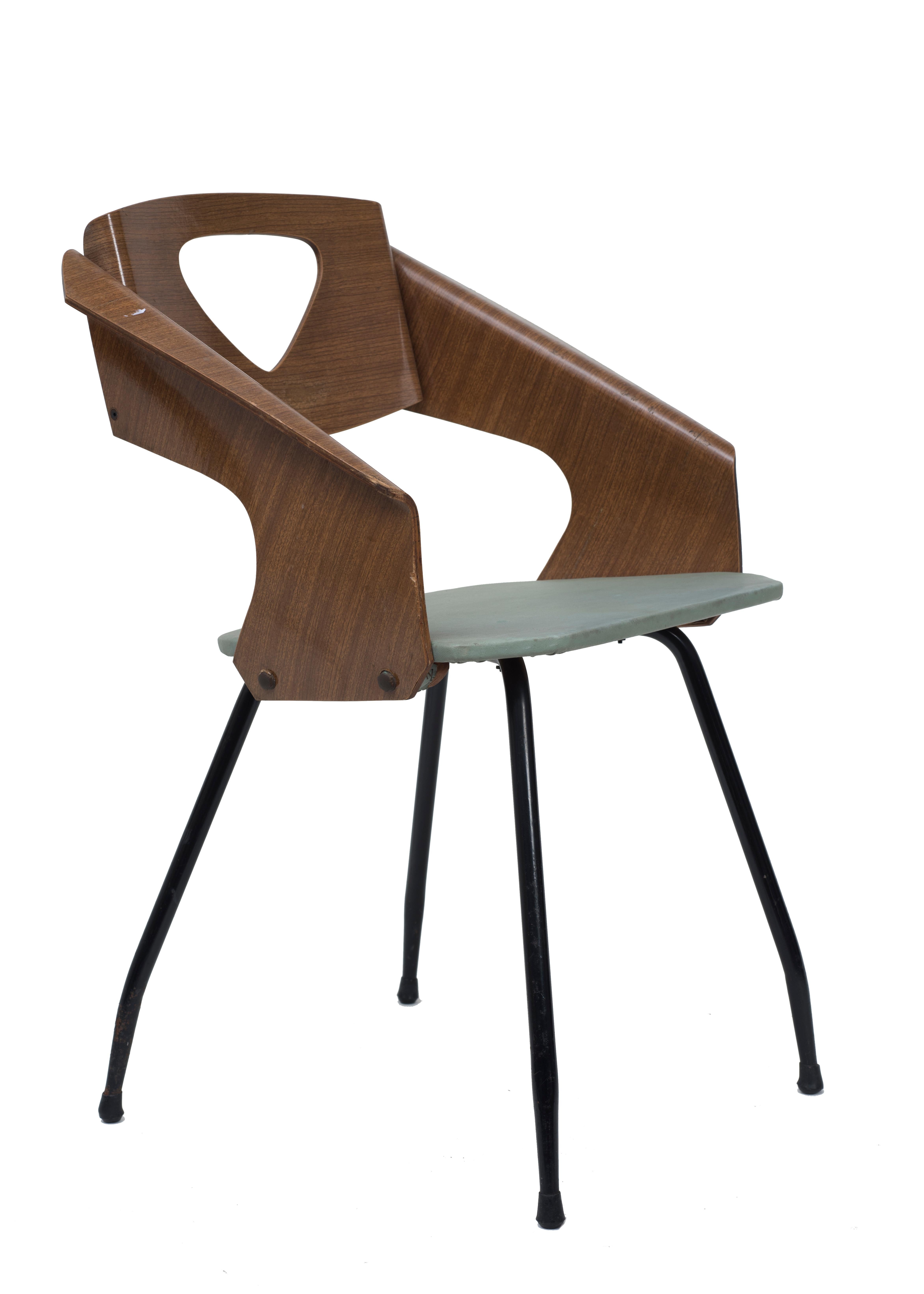 Milieu du XXe siècle Six chaises de Carlo Ratti - Années 1950 en vente