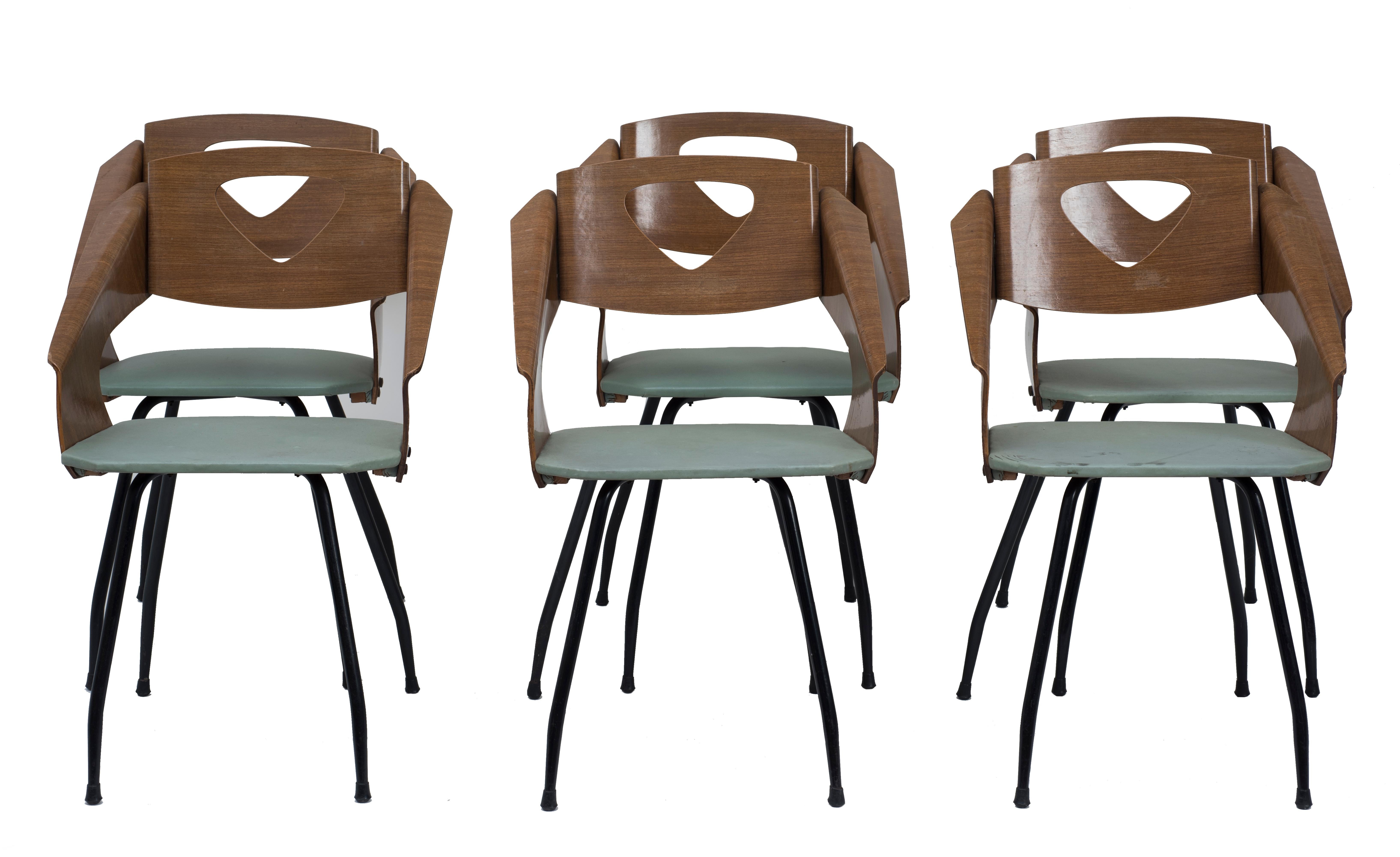 Six chaises de Carlo Ratti - Années 1950 en vente 1