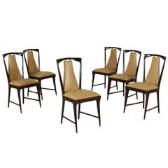 Six Chairs by Osvaldo Borsani Stained Wood Vintage, Italy, 1950s-1960s