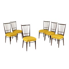 Six Chairs by Osvaldo Borsani Stained Wood Vintage Italy 1950s