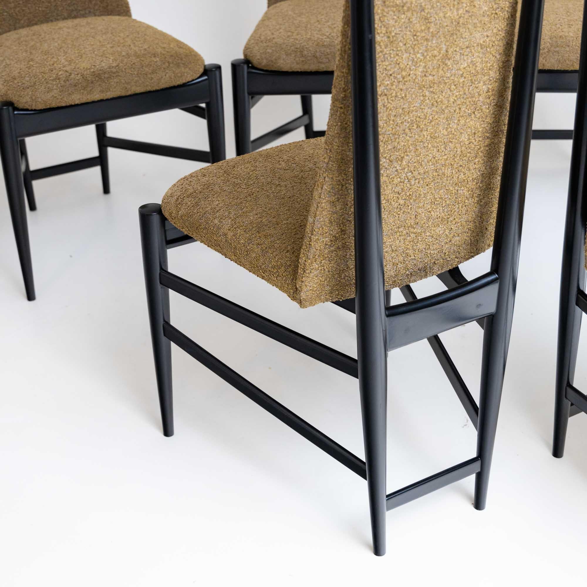 Fabric Six chairs by Sergio Rodrigues (Brazil, 1927-2014), Italy 1960s For Sale