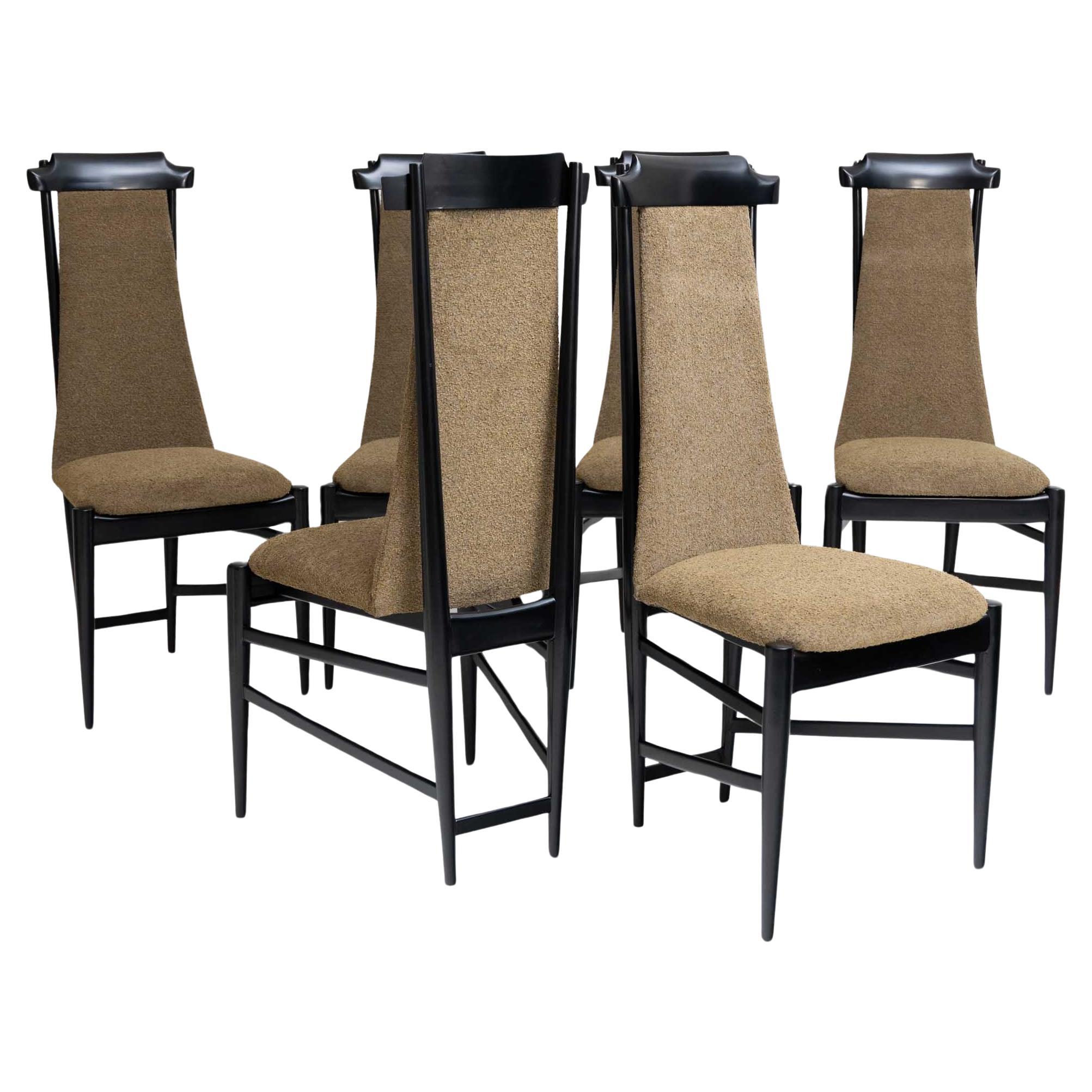 Six chairs by Sergio Rodrigues (Brazil, 1927-2014), Italy 1960s For Sale