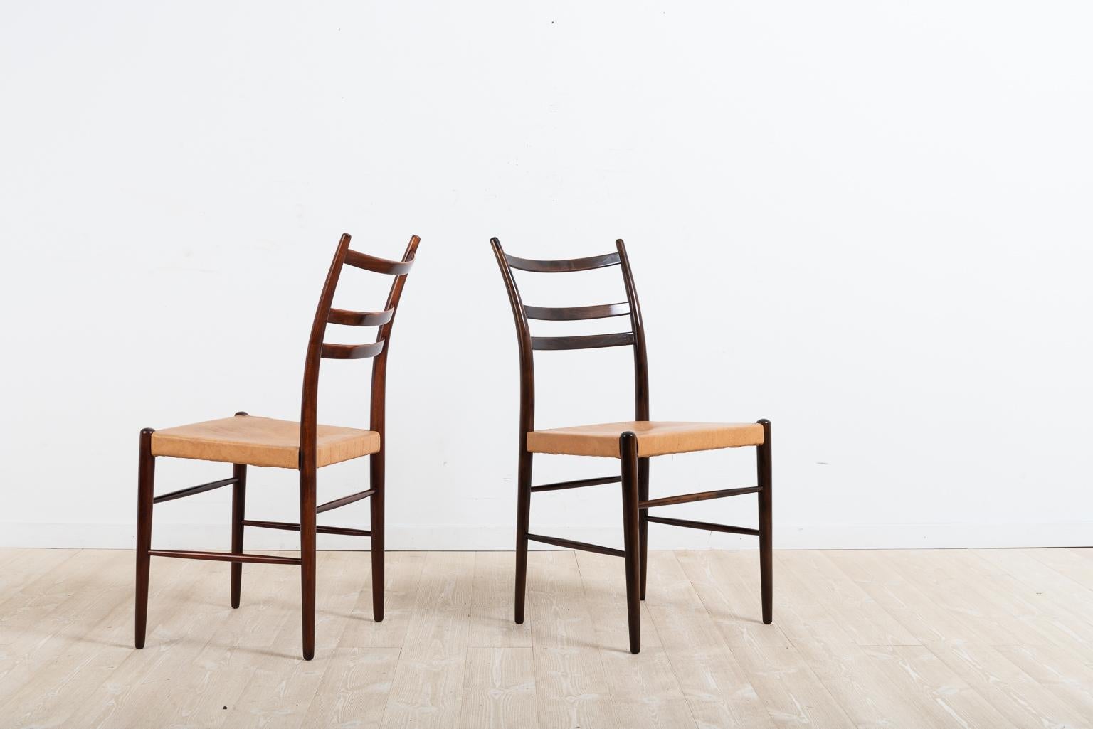 Leather Six Chairs 'Gracell' by Yngve Ekström for Gemla