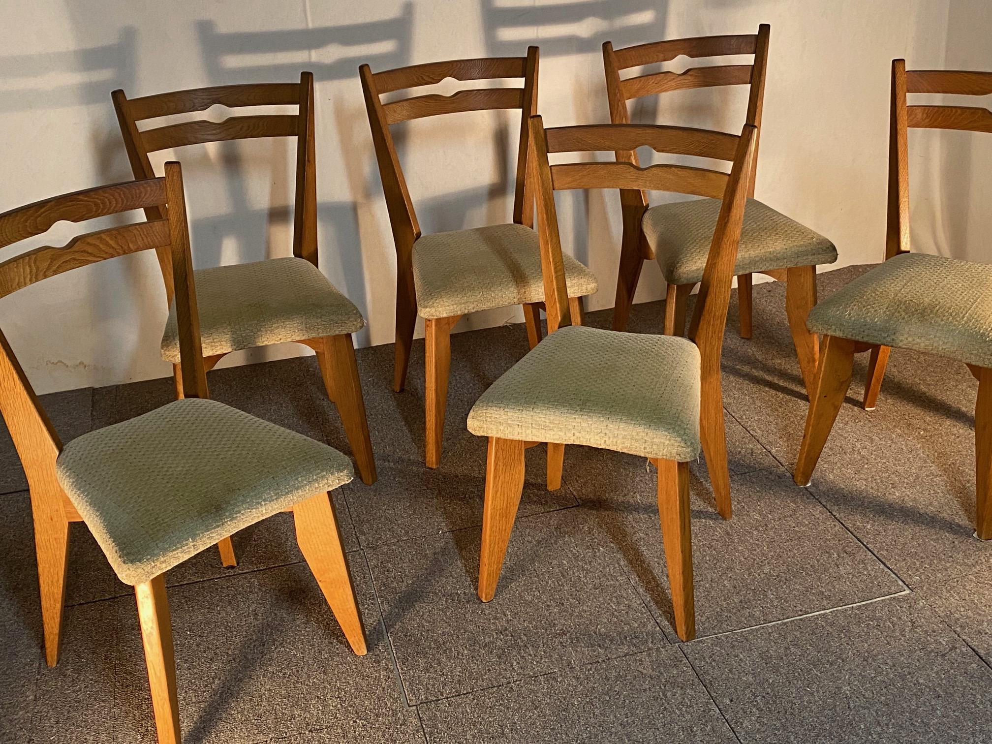Six chairs, Guillerme and Chambron, 1960 For Sale 3