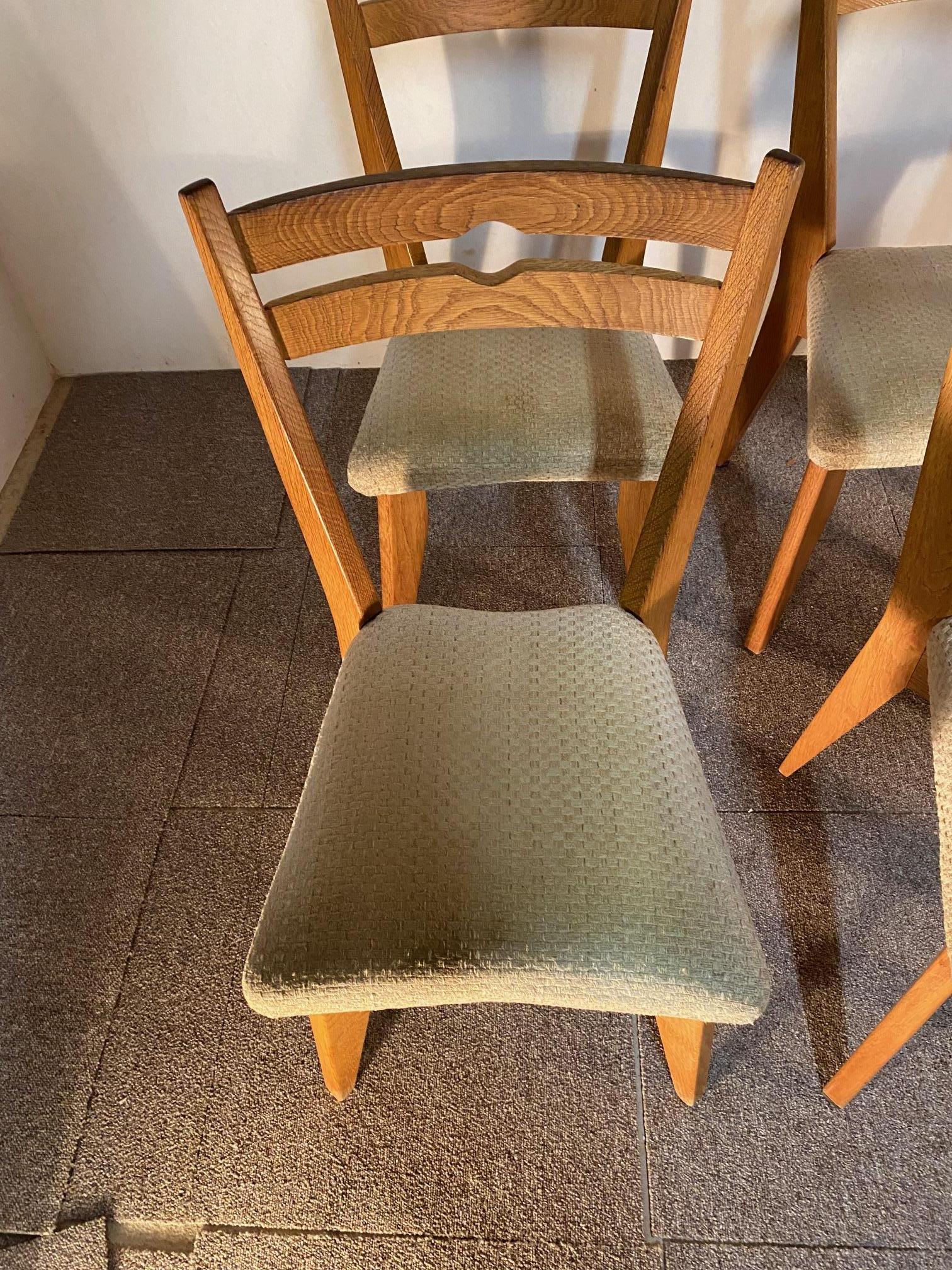 French Six chairs, Guillerme and Chambron, 1960 For Sale