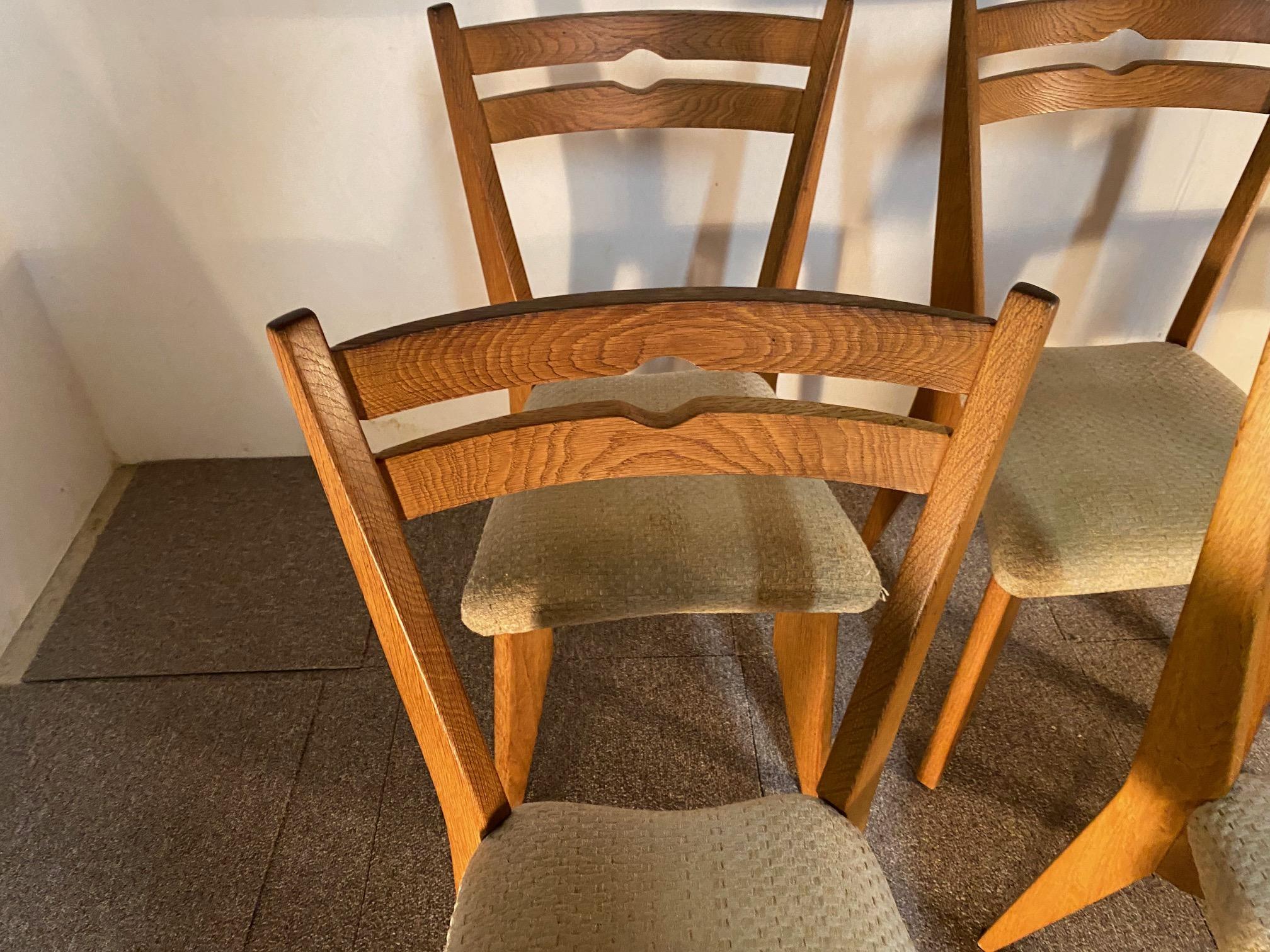 Hand-Carved Six chairs, Guillerme and Chambron, 1960 For Sale