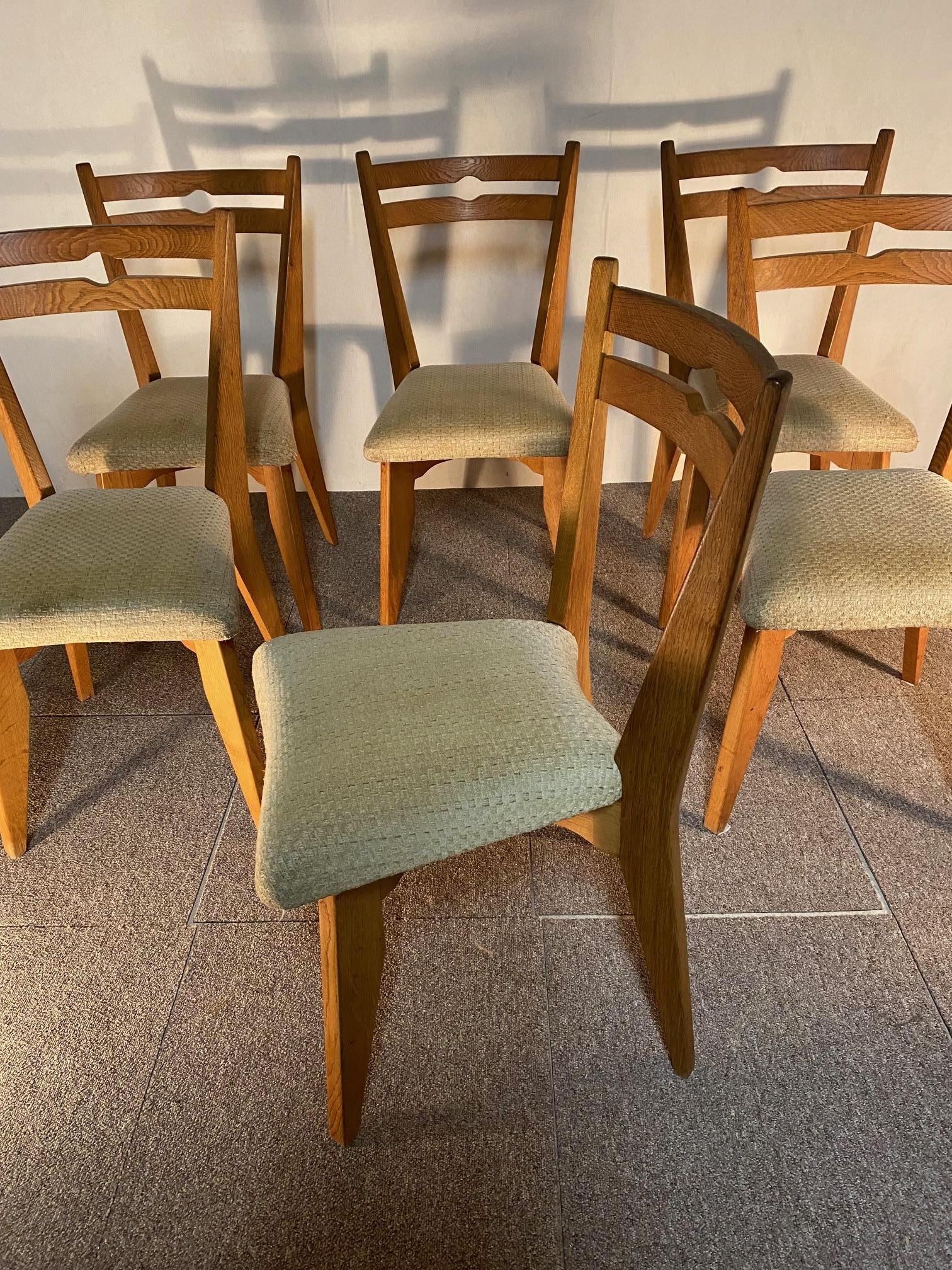 Six chairs, Guillerme and Chambron, 1960 In Good Condition For Sale In Nice, FR