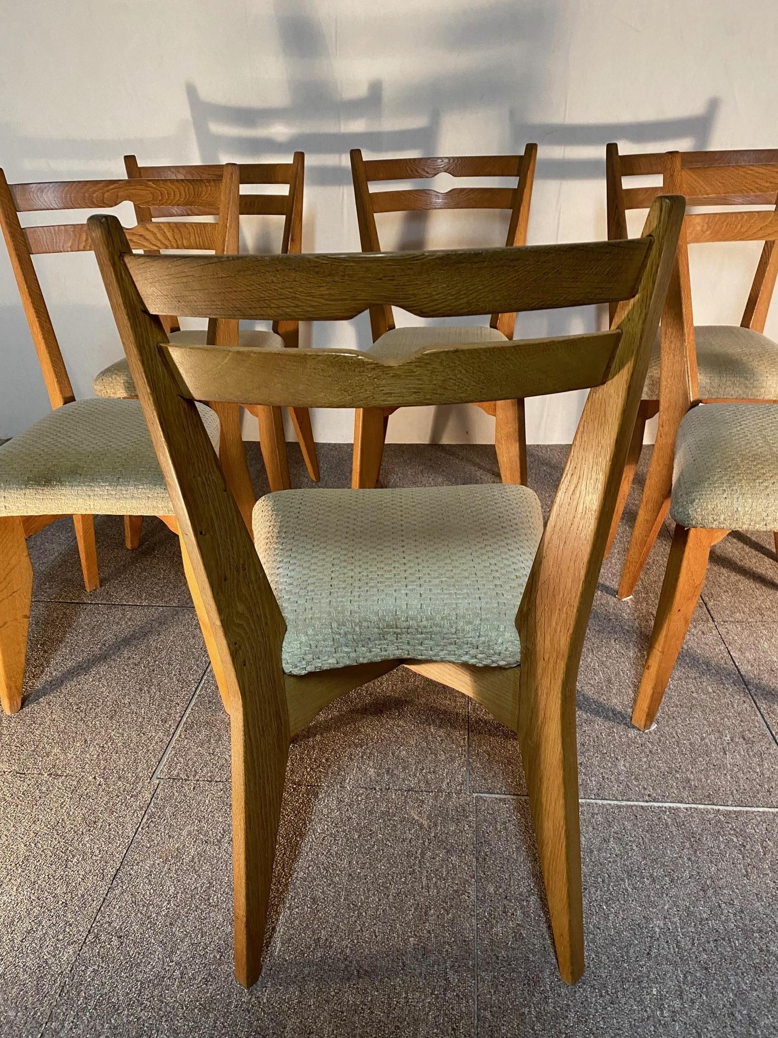 Mid-20th Century Six chairs, Guillerme and Chambron, 1960 For Sale