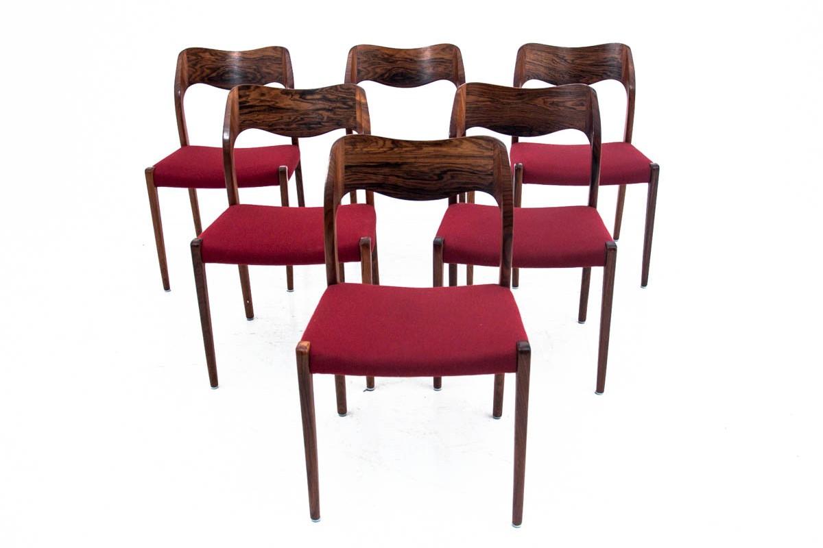 Six Chairs, Niels O. Møller, Model 71, Danish Design, 1960s In Good Condition In Chorzów, PL