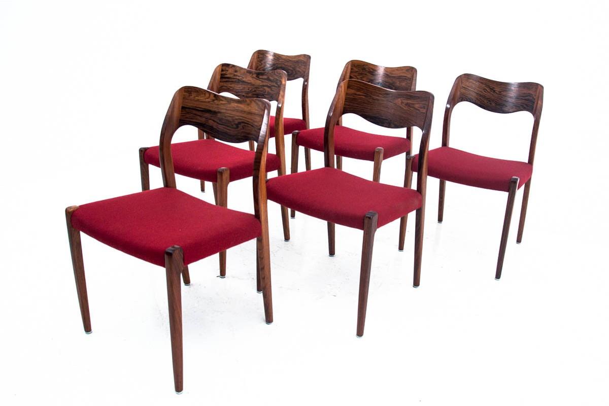 Mid-20th Century Six Chairs, Niels O. Møller, Model 71, Danish Design, 1960s