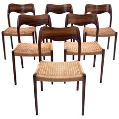 Six Chairs, Niels O. Møller, Model 71, Danish Design, 1960s