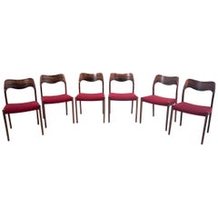 Six Chairs, Niels O. Møller, Model 71, Danish Design, 1960s