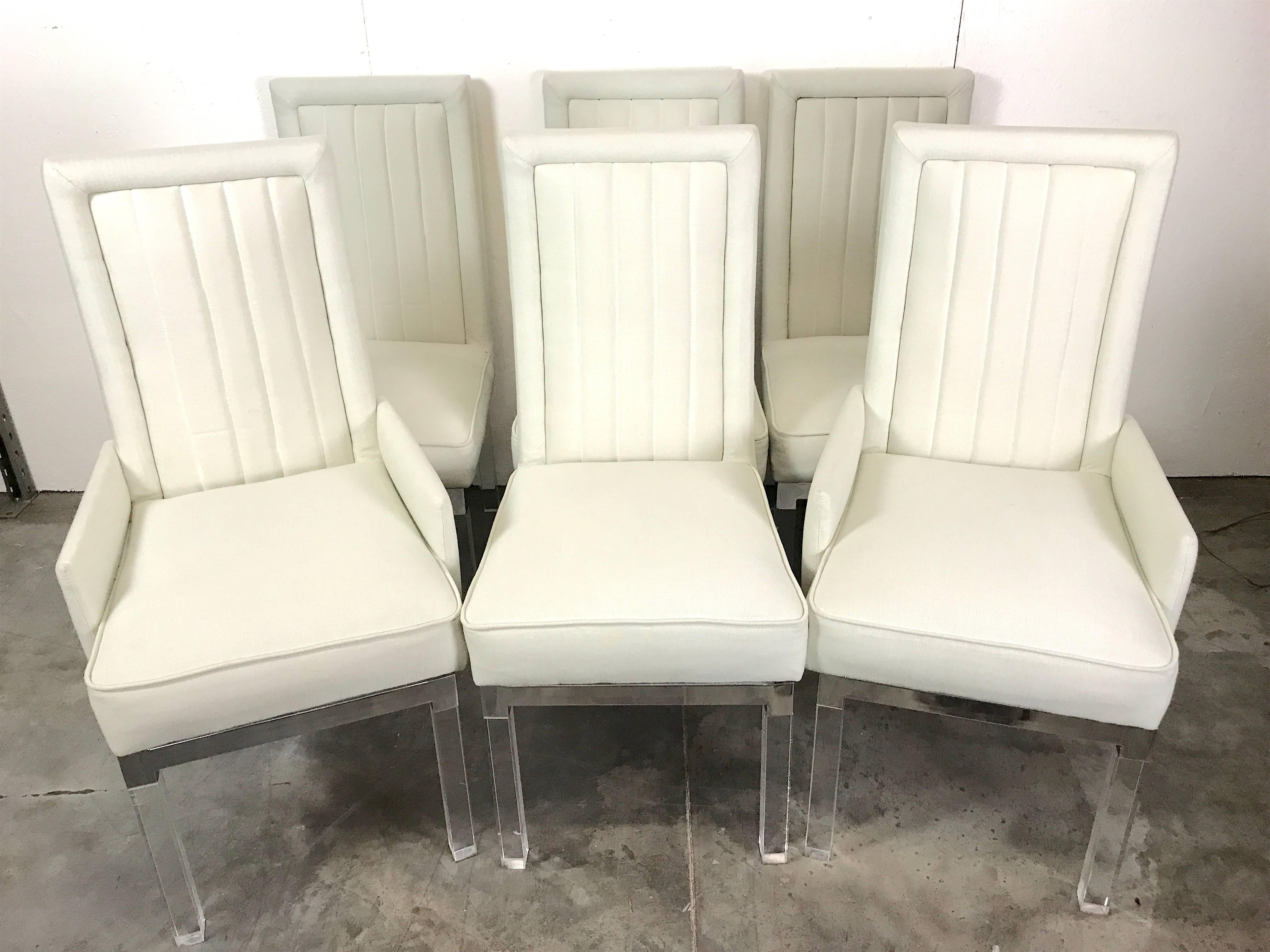 Six Charles Hollis Jones Lucite Dining Chairs For Sale 3