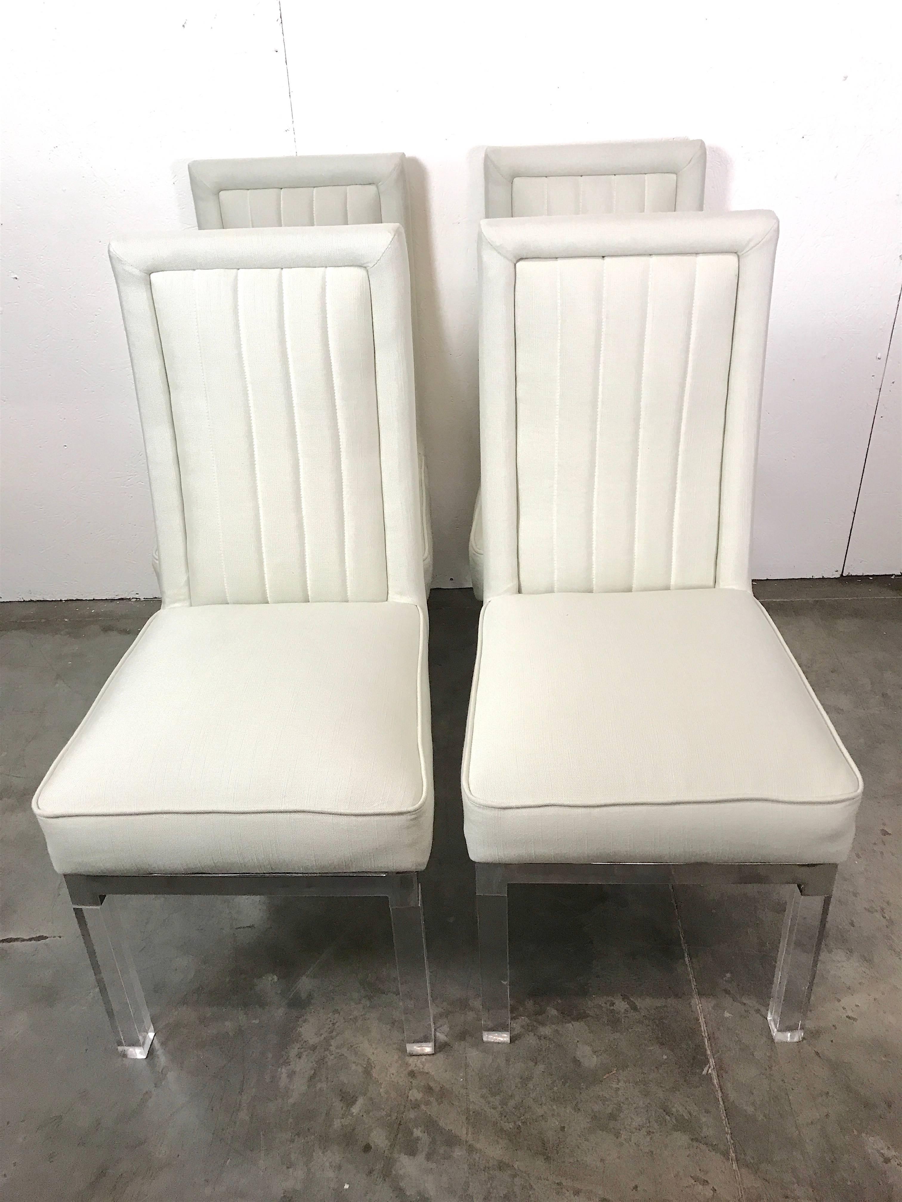Upholstery Six Charles Hollis Jones Lucite Dining Chairs For Sale