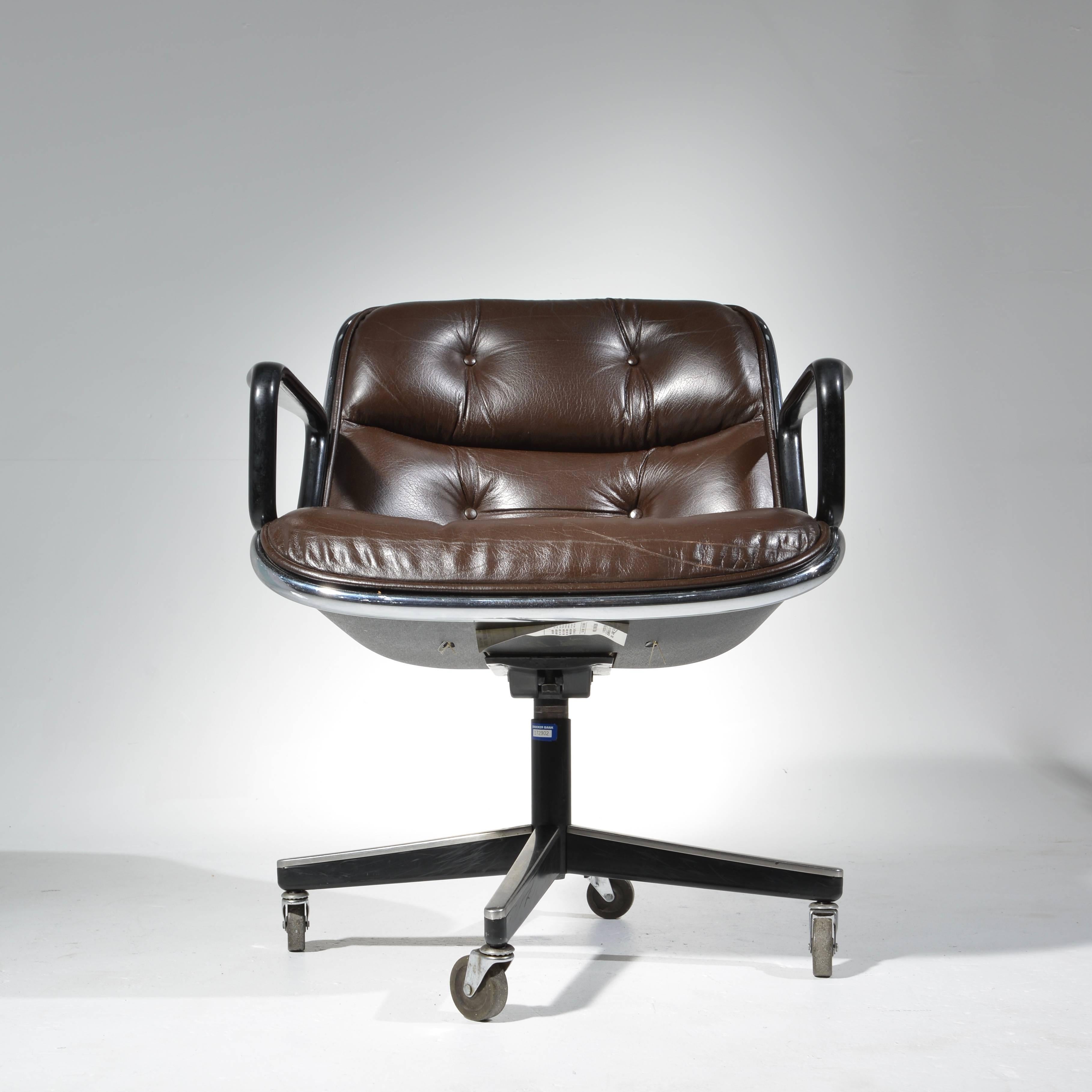Leather Six Charles Pollock Executive Desk Chair for Knoll