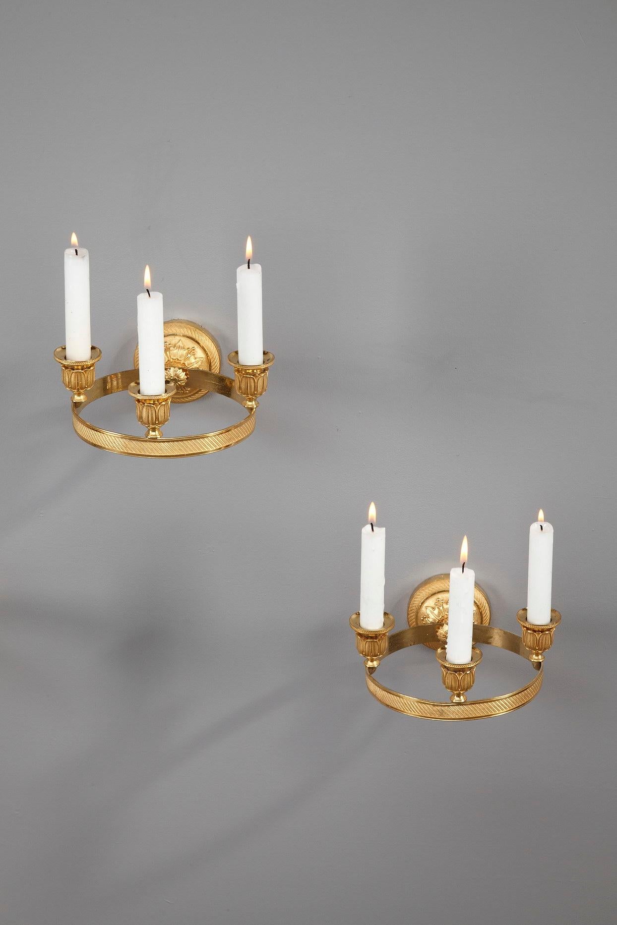 French Six Charles X Gilded Bronze Wall Sconces For Sale