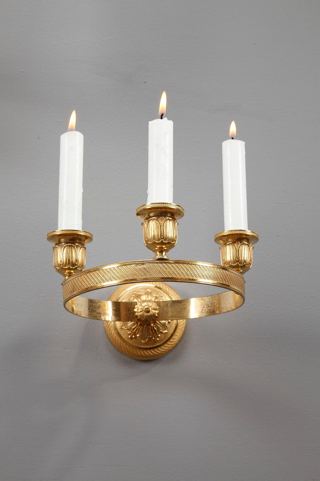 Early 19th Century Six Charles X Gilded Bronze Wall Sconces For Sale