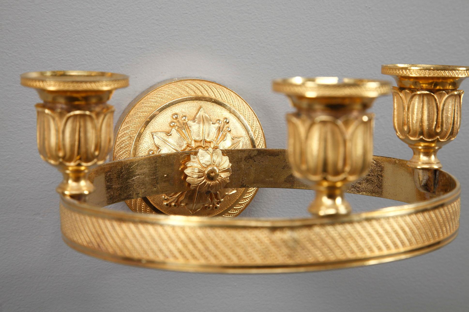 Sechs Charles-XV-Wandleuchter aus vergoldeter Bronze im Angebot 2