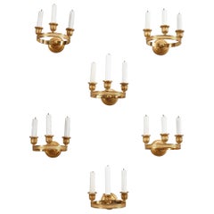 Six Charles X Gilded Bronze Wall Sconces