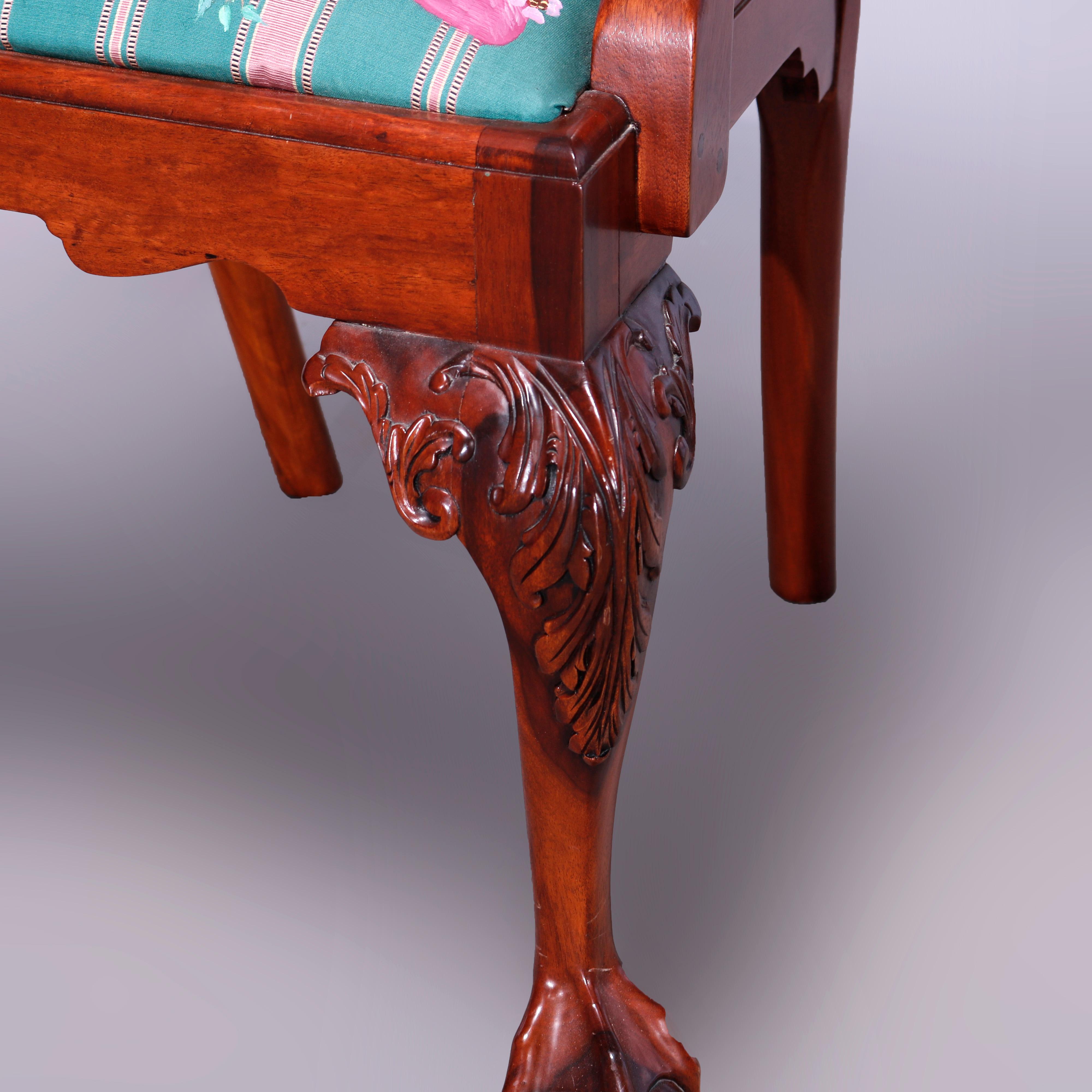 Six Chippendale Style Carved Mahogany Shied Back Dining Chairs 20th C For Sale 7