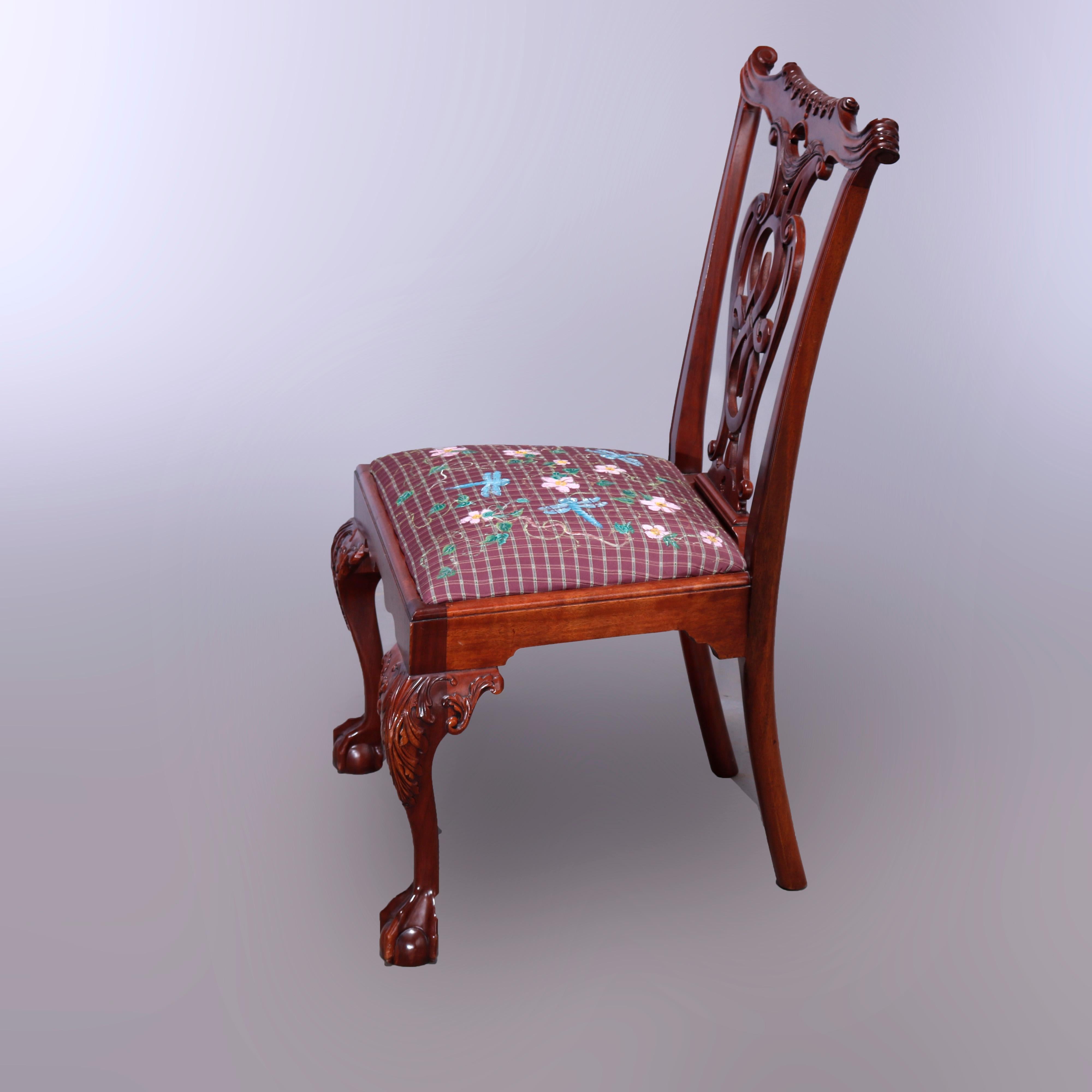 Six Chippendale Style Carved Mahogany Shied Back Dining Chairs 20th C For Sale 10