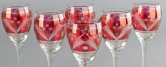 Six Christmas Wine Red Glasses, Germany, Early 20th Century