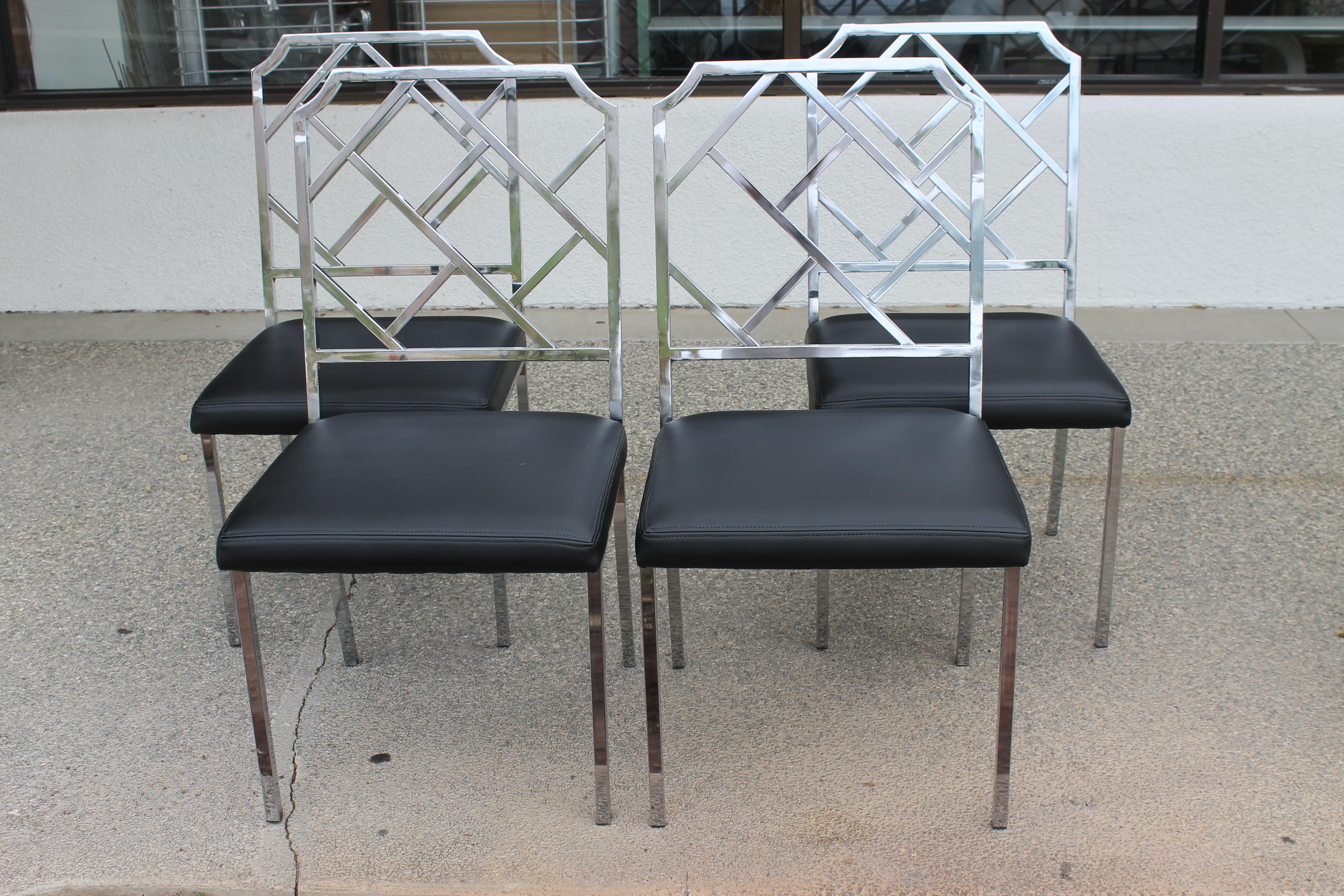 Mid-Century Modern Six Chrome Dining Chairs by Milo Baughman for Design Institute of America (DIA) For Sale