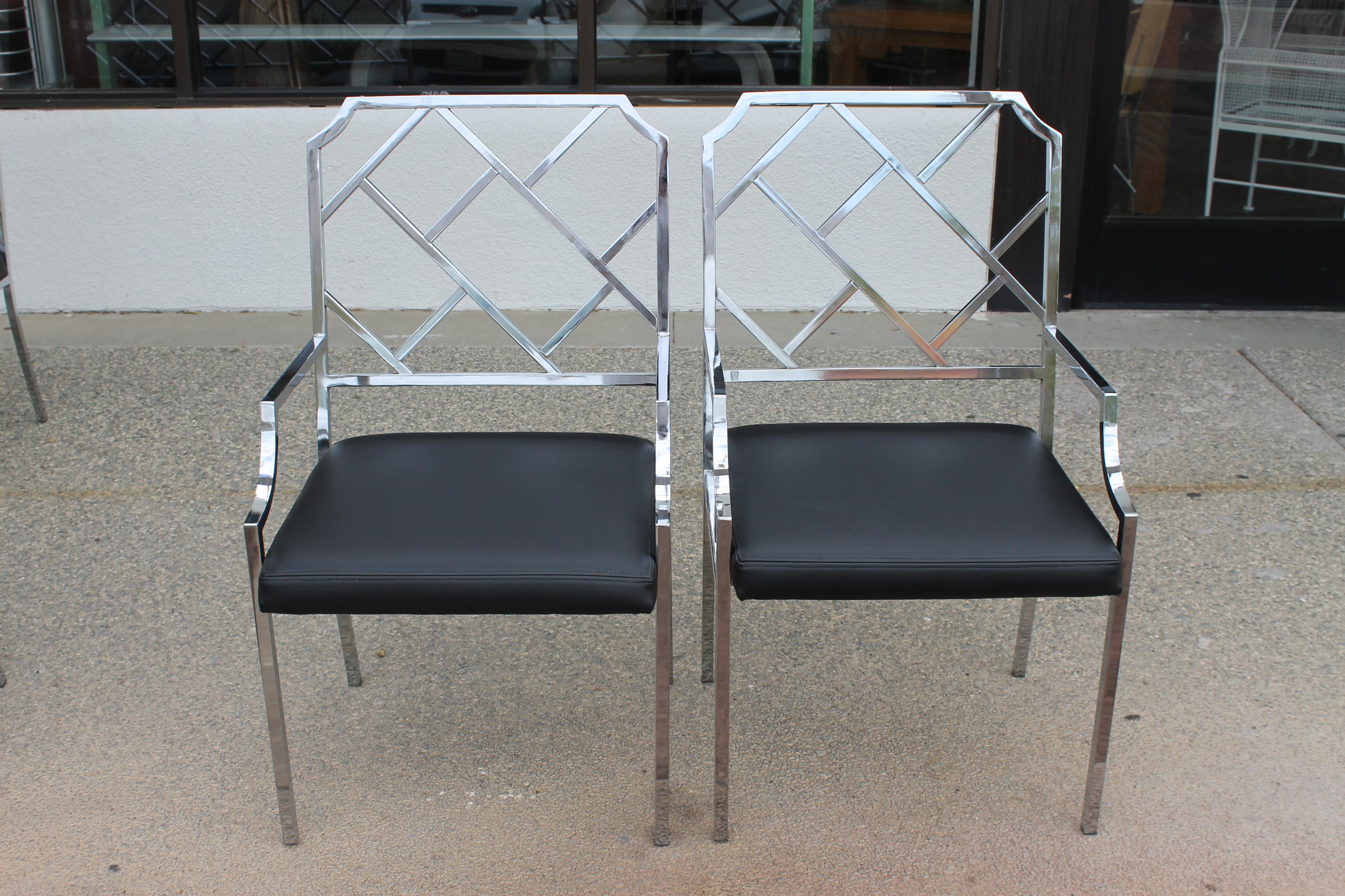 Six Chrome Dining Chairs by Milo Baughman for Design Institute of America (DIA) In Good Condition For Sale In Palm Springs, CA