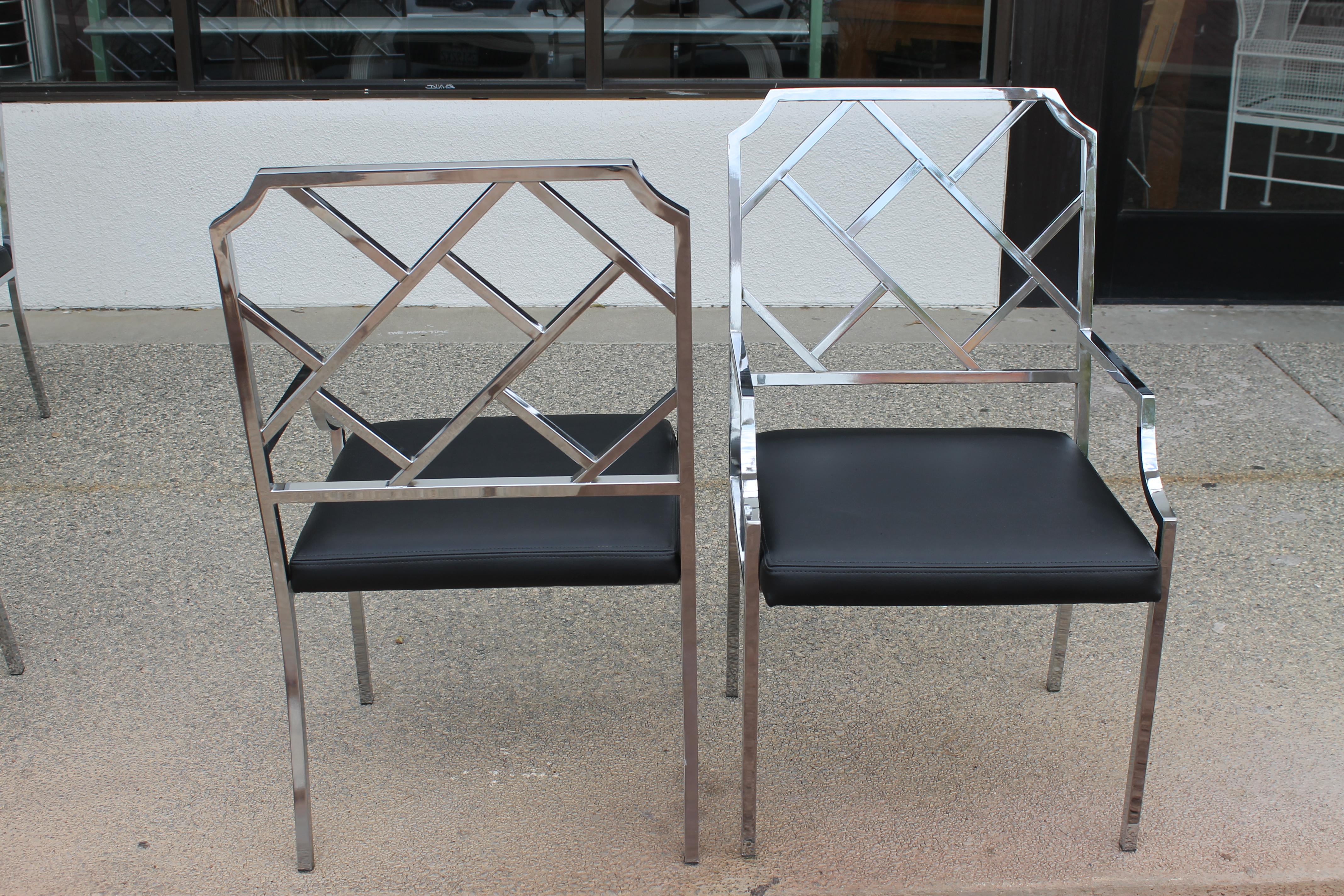 Late 20th Century Six Chrome Dining Chairs by Milo Baughman for Design Institute of America (DIA) For Sale