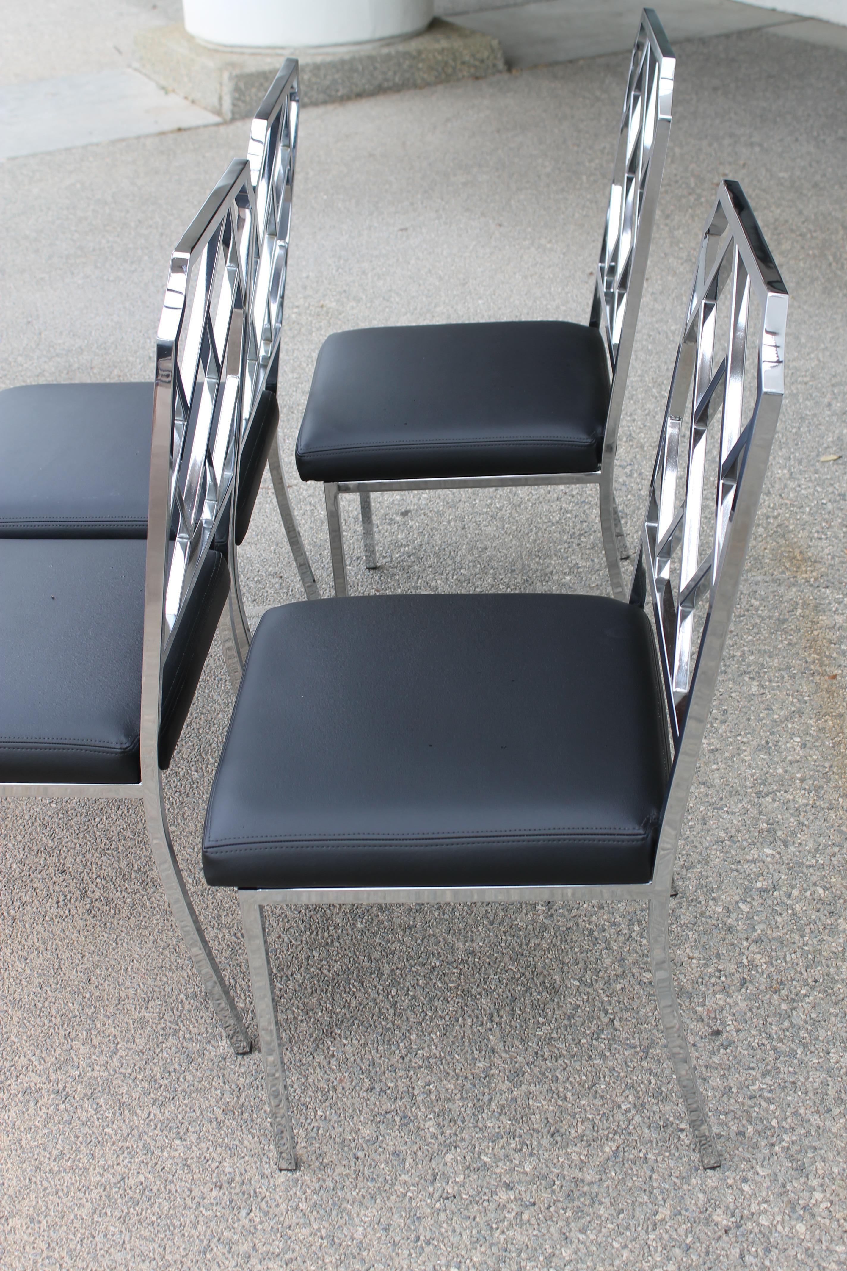 Steel Six Chrome Dining Chairs by Milo Baughman for Design Institute of America (DIA) For Sale