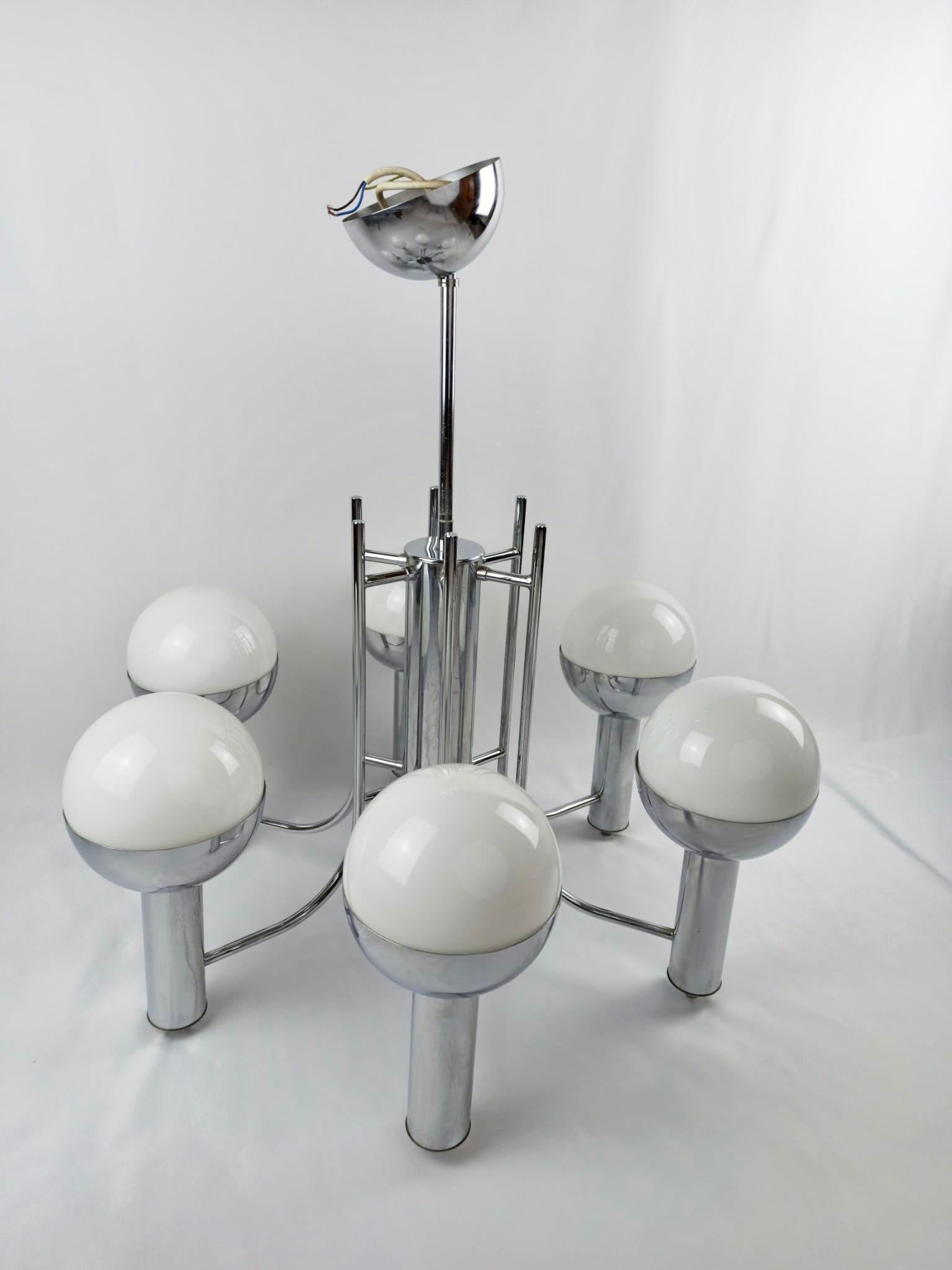Italian Sputnik Chandelier Eyeball, Gaetano Sciolari , 60-70's For Sale