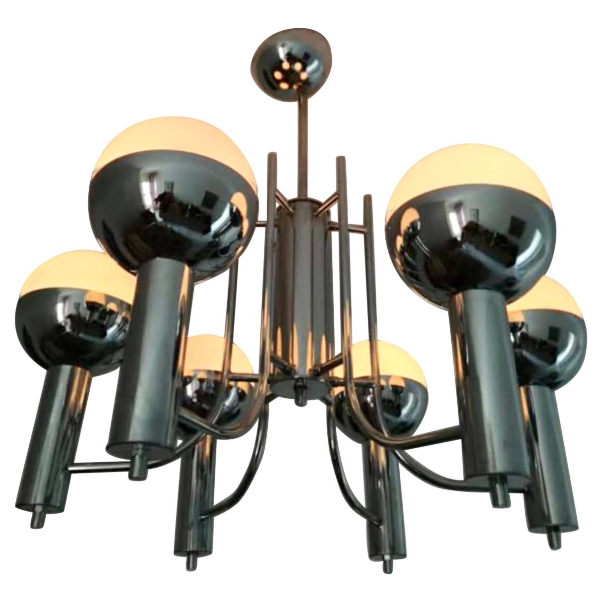 Gaetano Sciolari Six Chromed Eyeball Sputnik Chandelier 60 70 s For Gaetano Sciolari Six Chromed Eyeball Sputnik Chandelier 60 70 s For