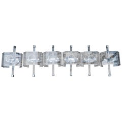 Six Chromed Plexiglass Wall Sconces, Italy, 1970