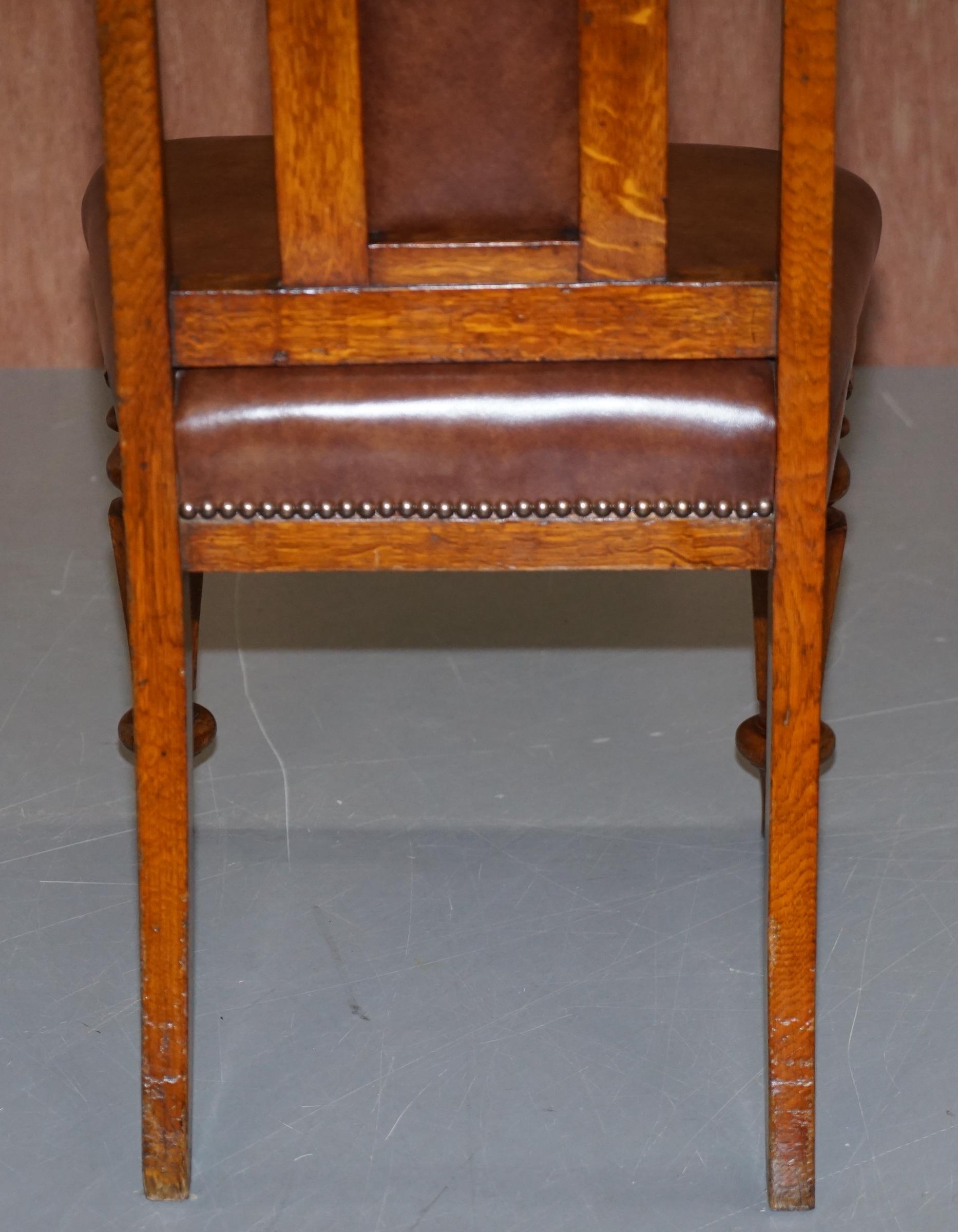 Six circa 1850 T H Filmer & Sons Antique Victorian Brown Leather Dining Chairs 9