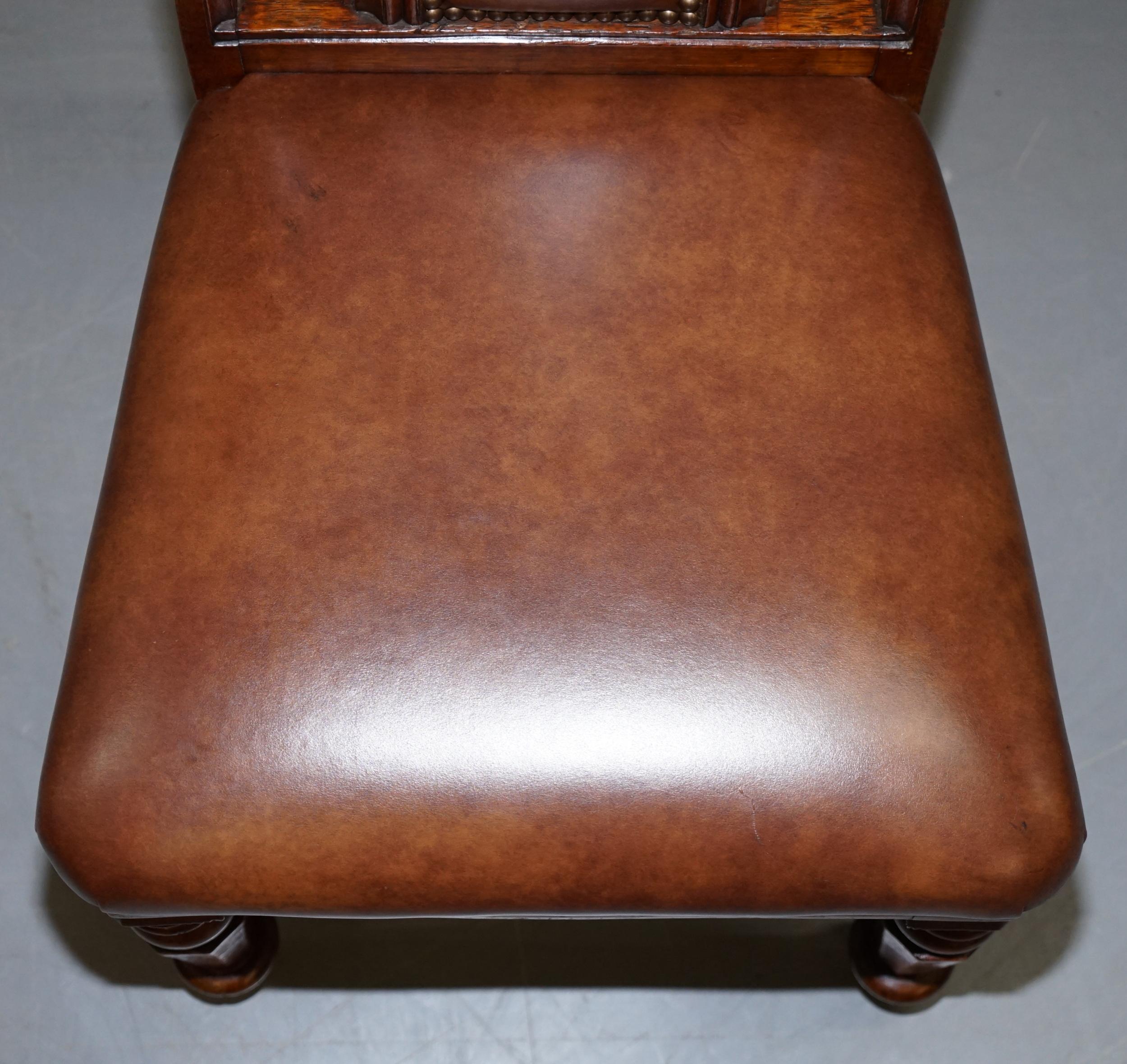 Mid-19th Century Six circa 1850 T H Filmer & Sons Antique Victorian Brown Leather Dining Chairs