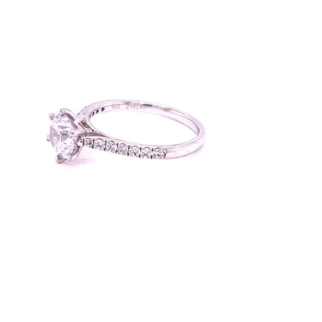 For Sale:  Six-Claw GIA Certified 1 Carat Round Brilliant Diamond Ring in Platinum. 5