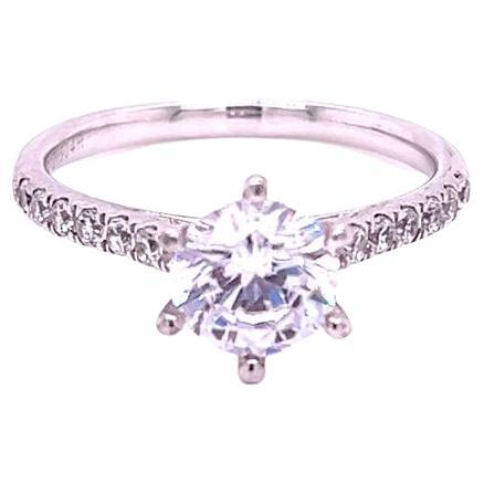 En vente :  Bague à six griffes en platine avec diamant rond brillant certifié GIA de 1 carat.