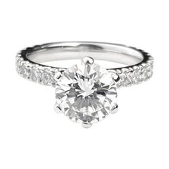 Six-Claw Solitaire Round Cut Diamond Engagement Ring in White Gold