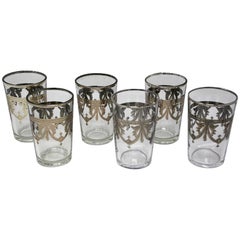 Juego de 6 vasos de chupito marroquíes transparentes y plateados superpuestos