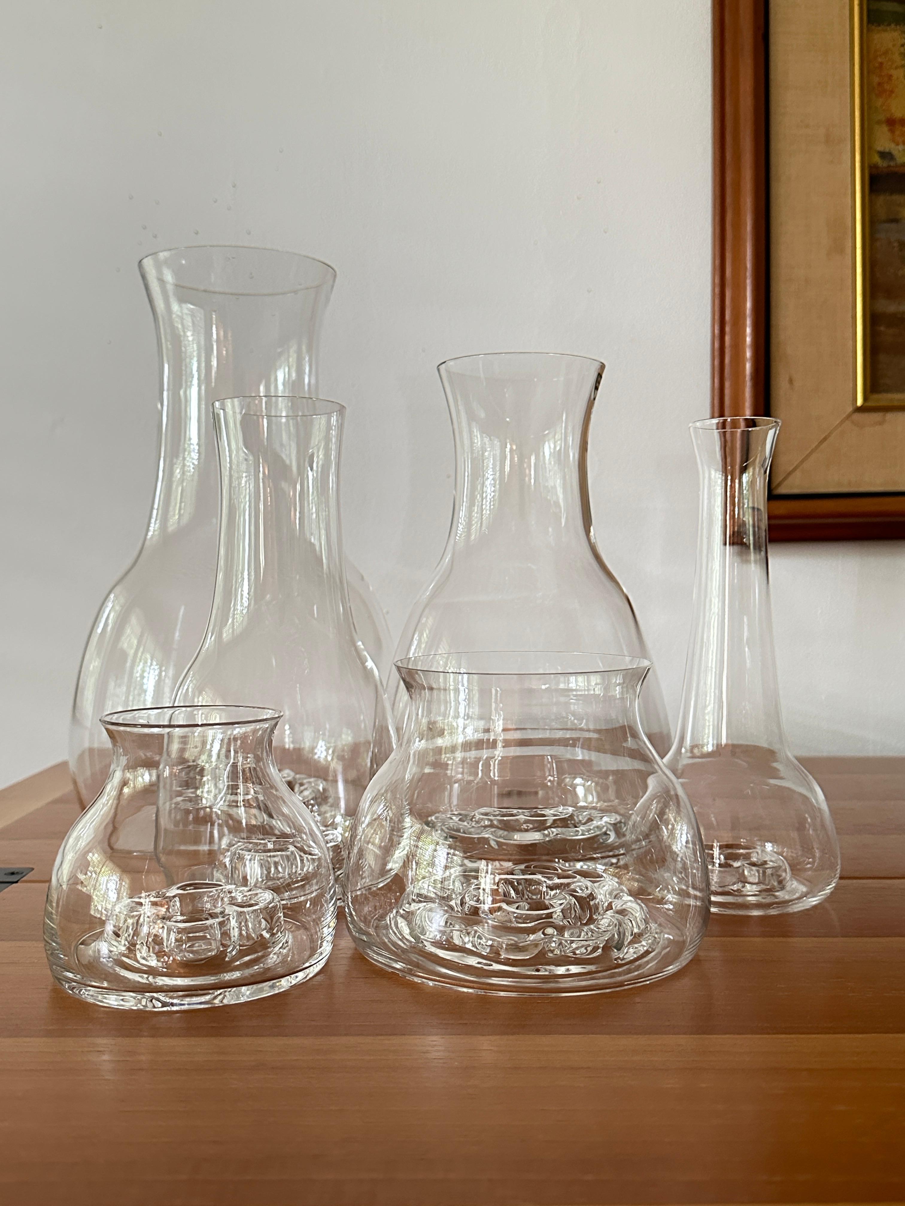 Scandinavian Modern Six Clear Olle Alberius Designed Vases From Orrefors For Sale