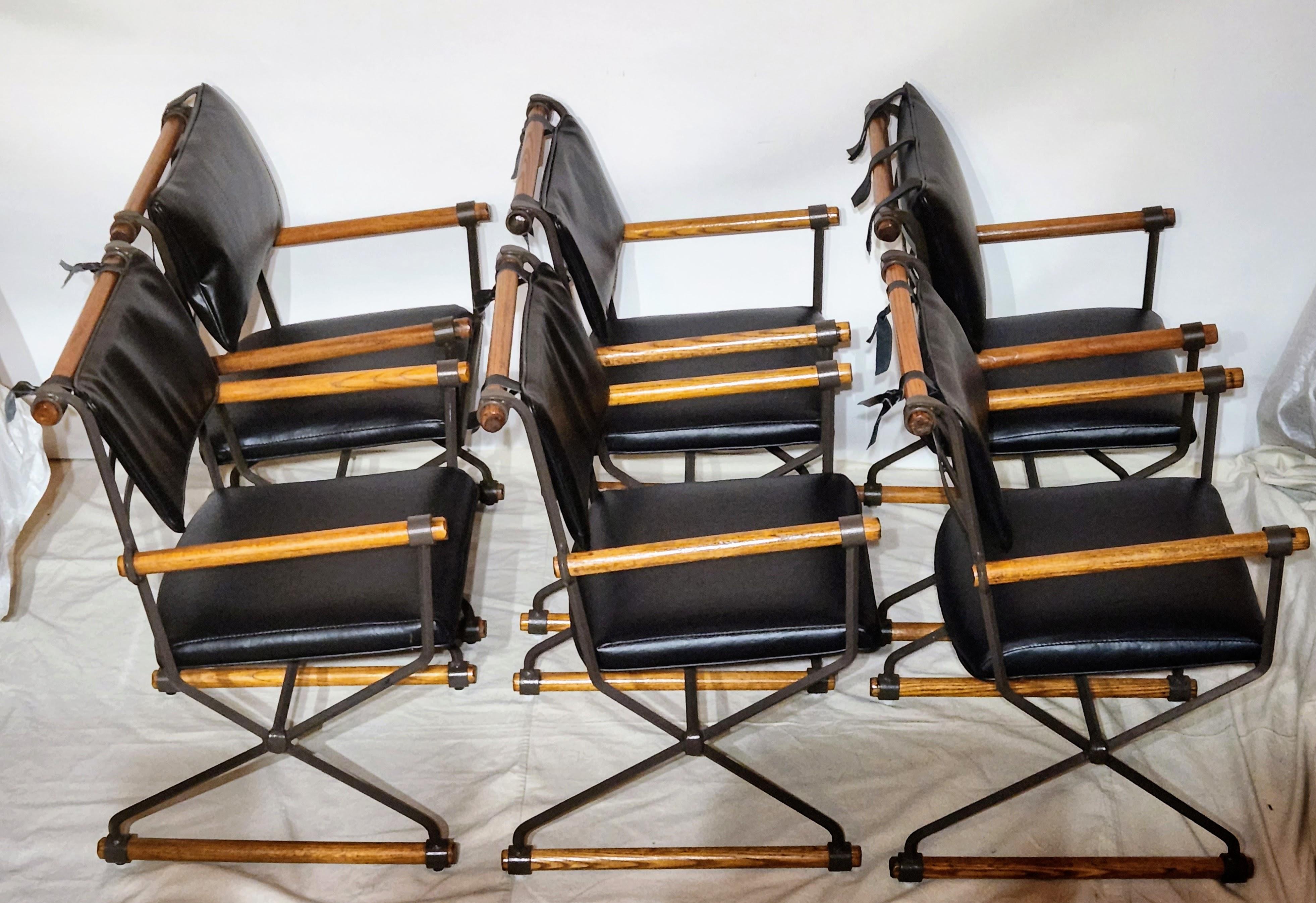 6 Cleo Baldon Chocolate Lacquer Wrought Iron Indoor Outdoor Chairs Terra, 1966 In Good Condition In Camden, ME